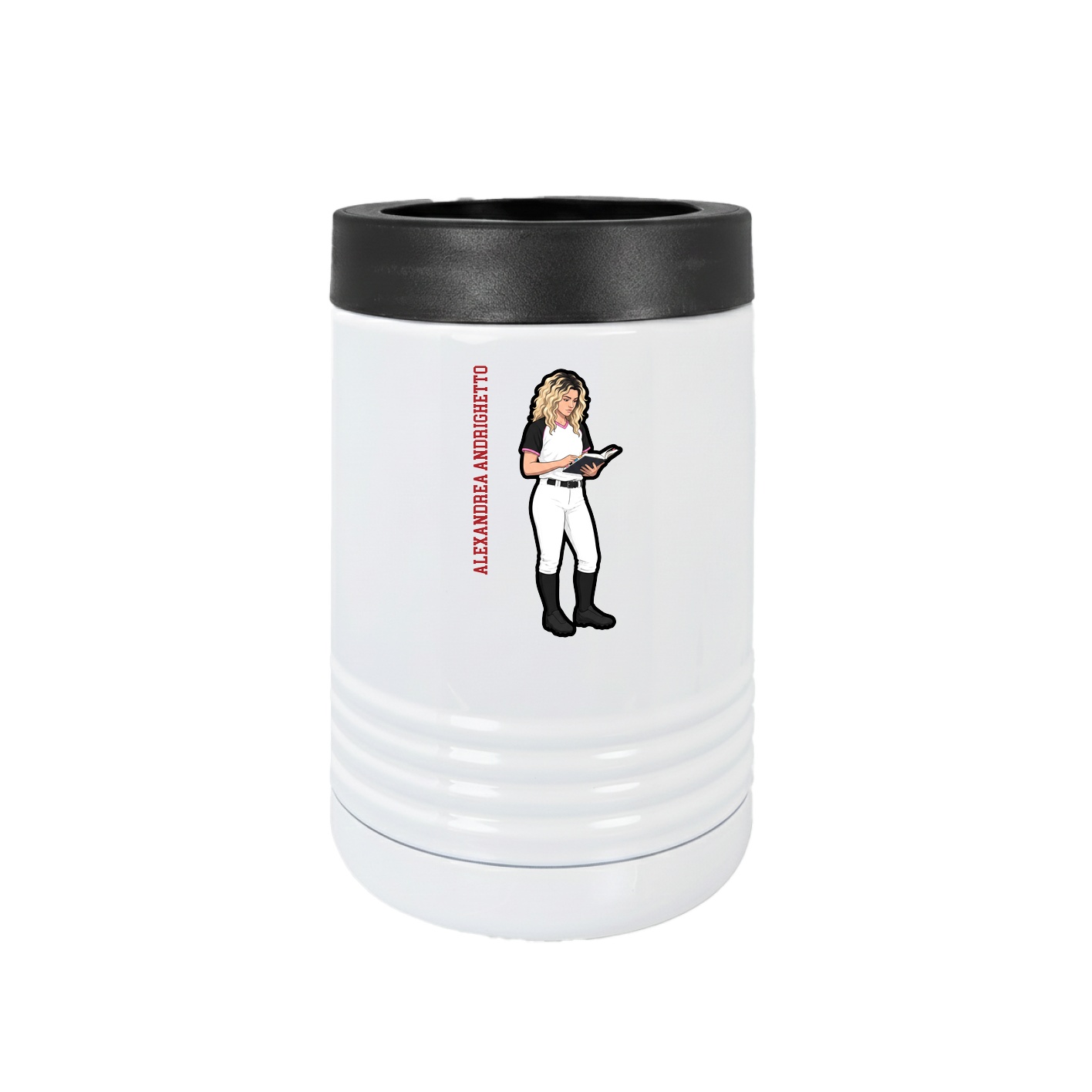 Beverage Holder — Name Vertical in White