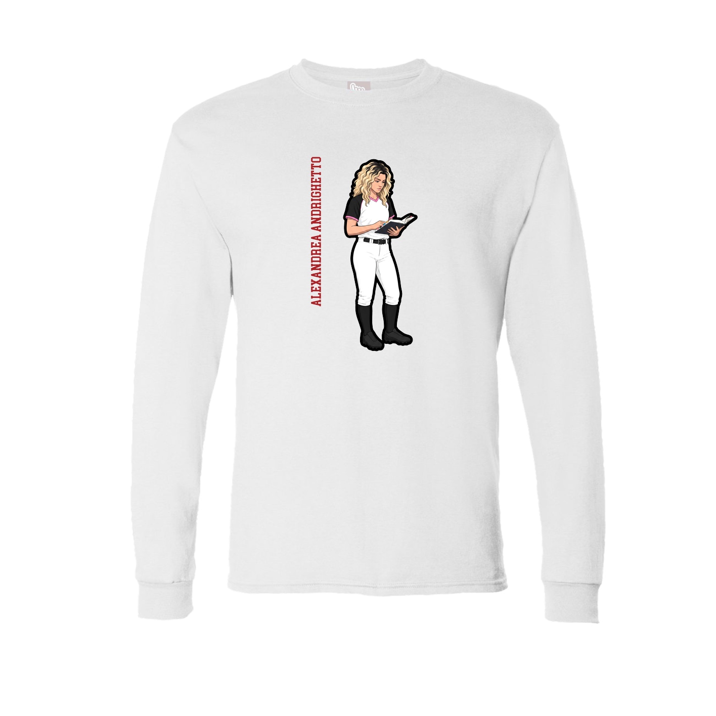 Long Sleeve Tee — Name Vertical in White