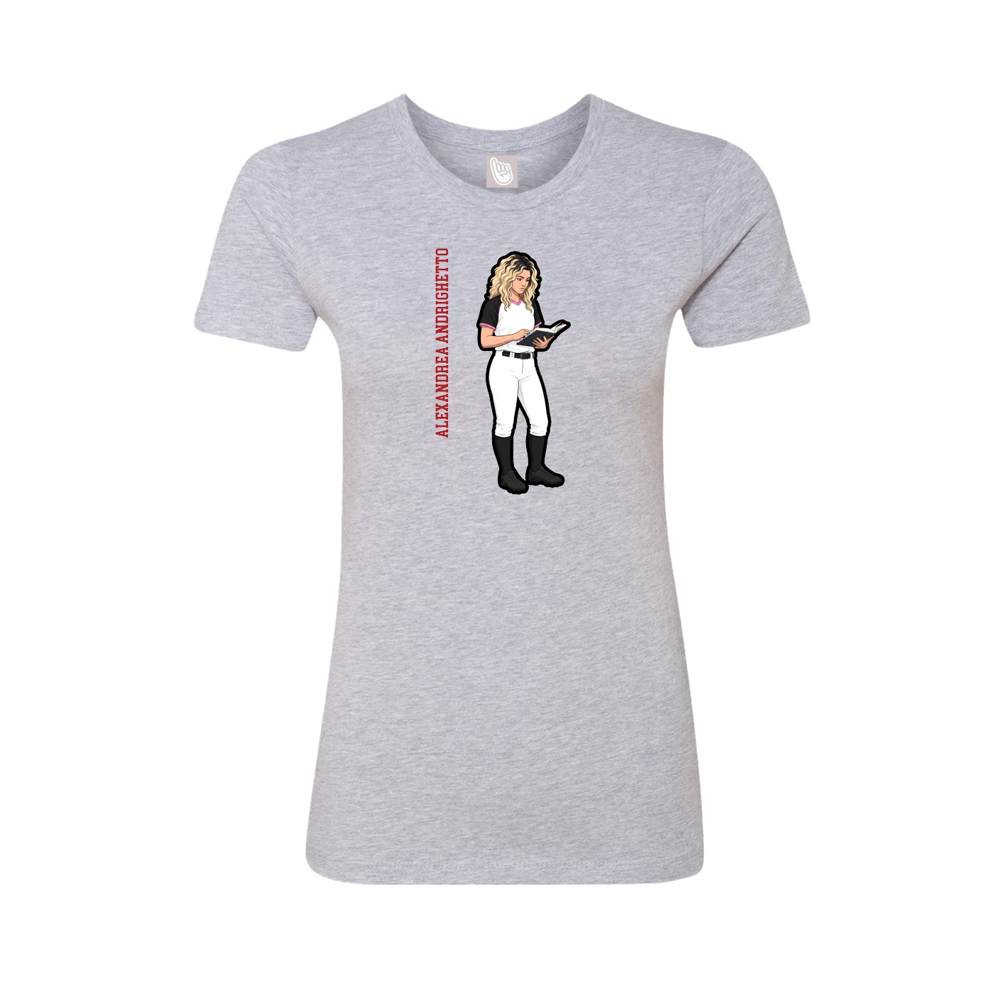 Womens Tee — Name Vertical in Grey