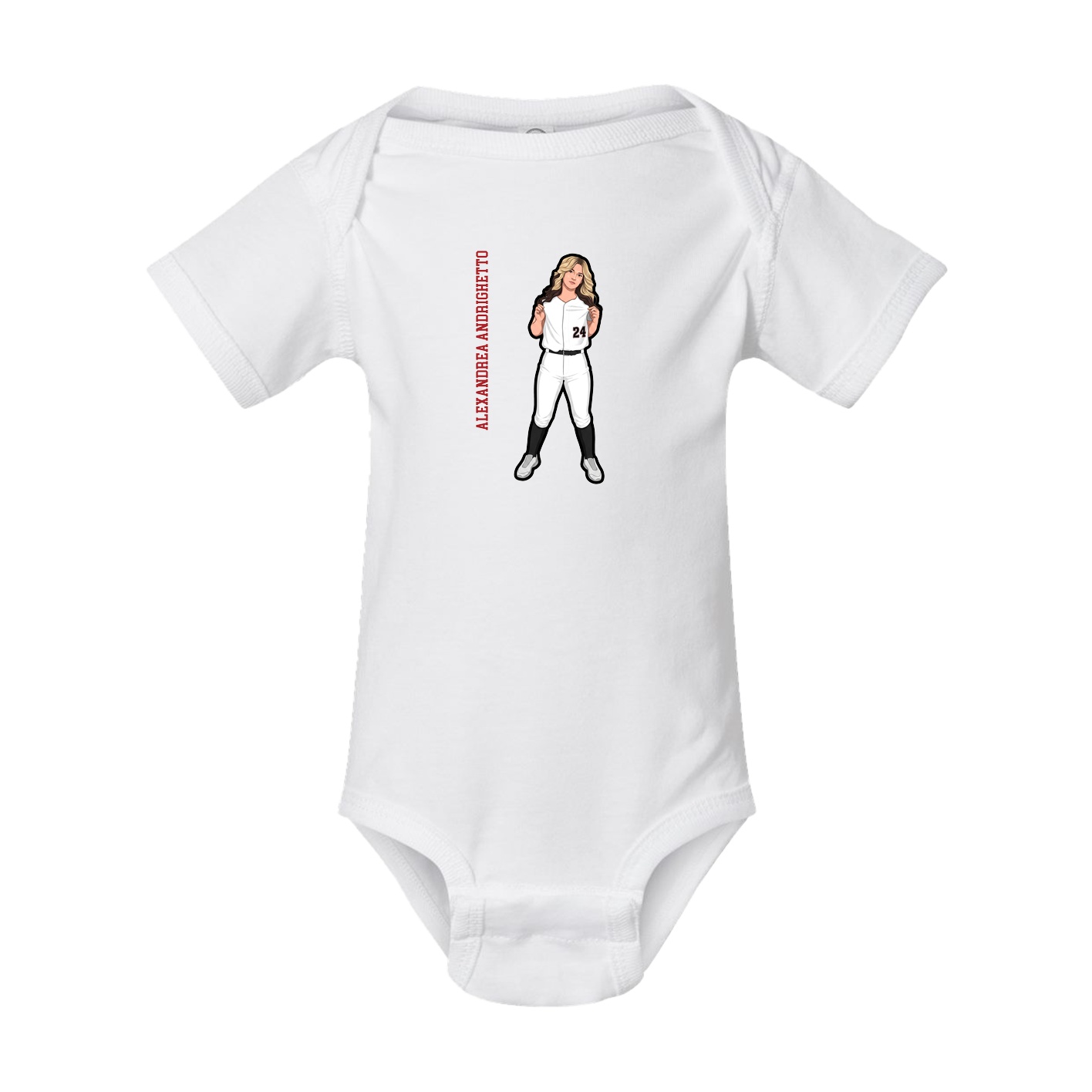 Baby Onesie — Name Vertical in White