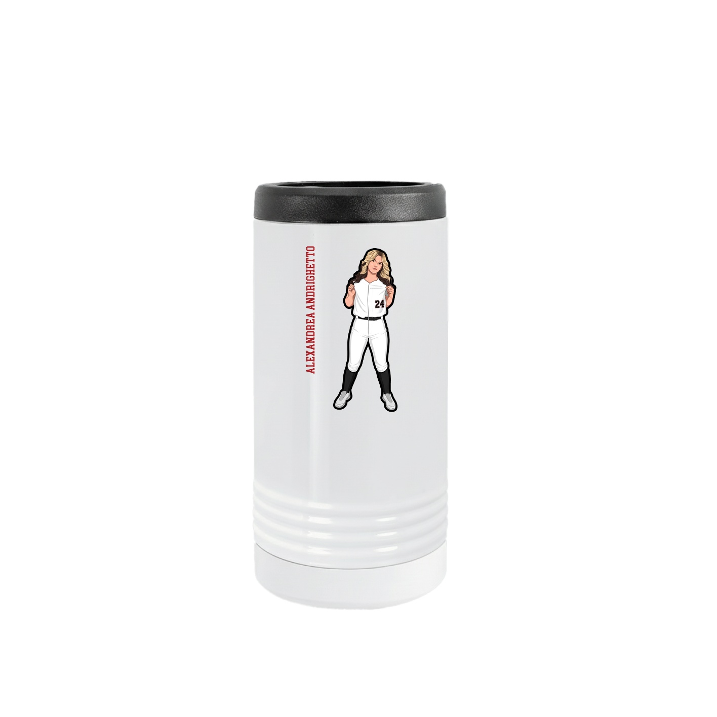 Slim Beverage Holder — Name Vertical in White
