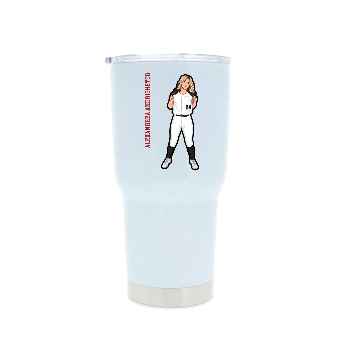 30oz Stainless Steel Tumbler — Name Vertical in White