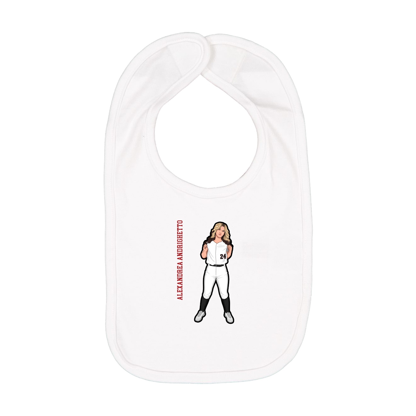 Infant Bib — Name Vertical in White