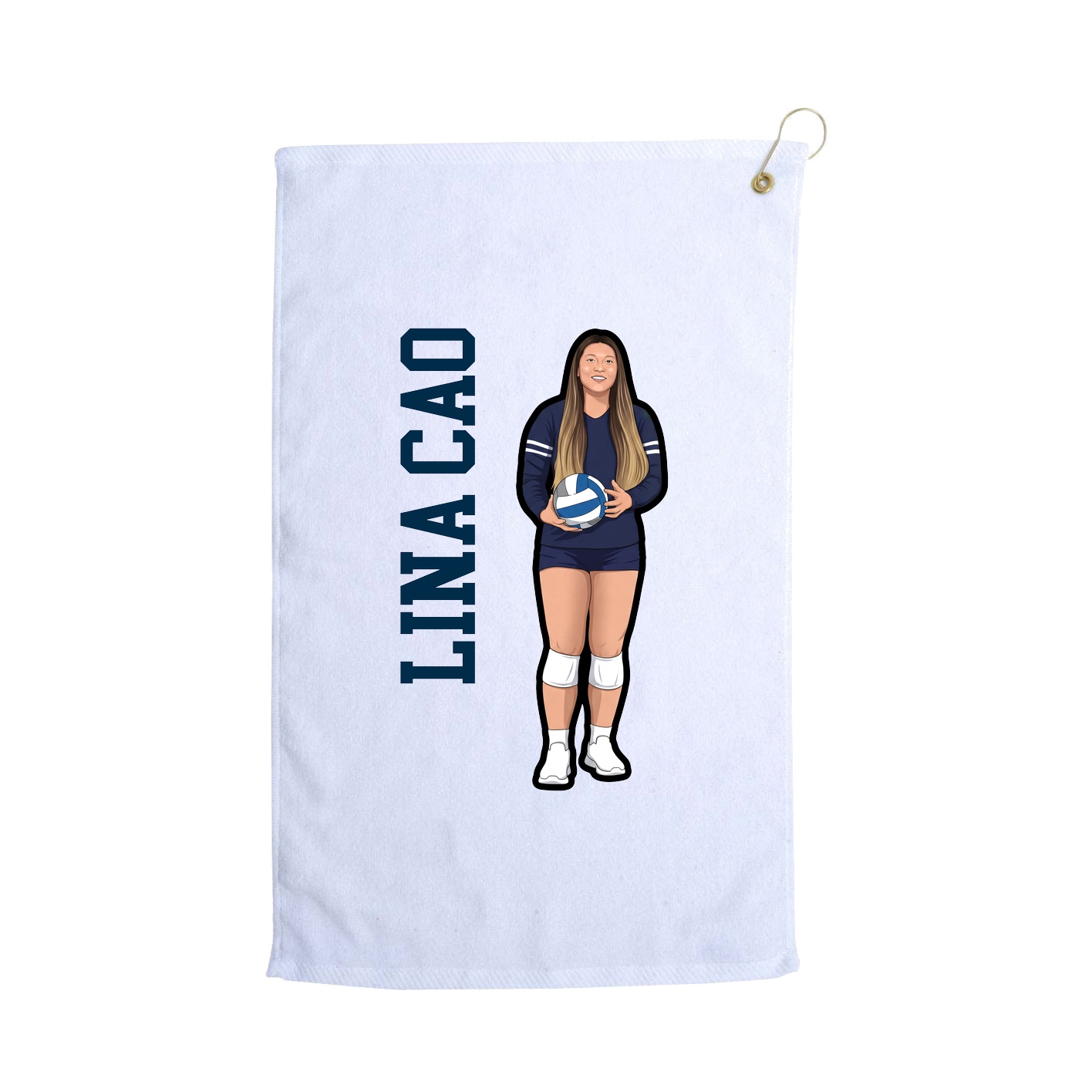 Golf Towel — Name Vertical in White