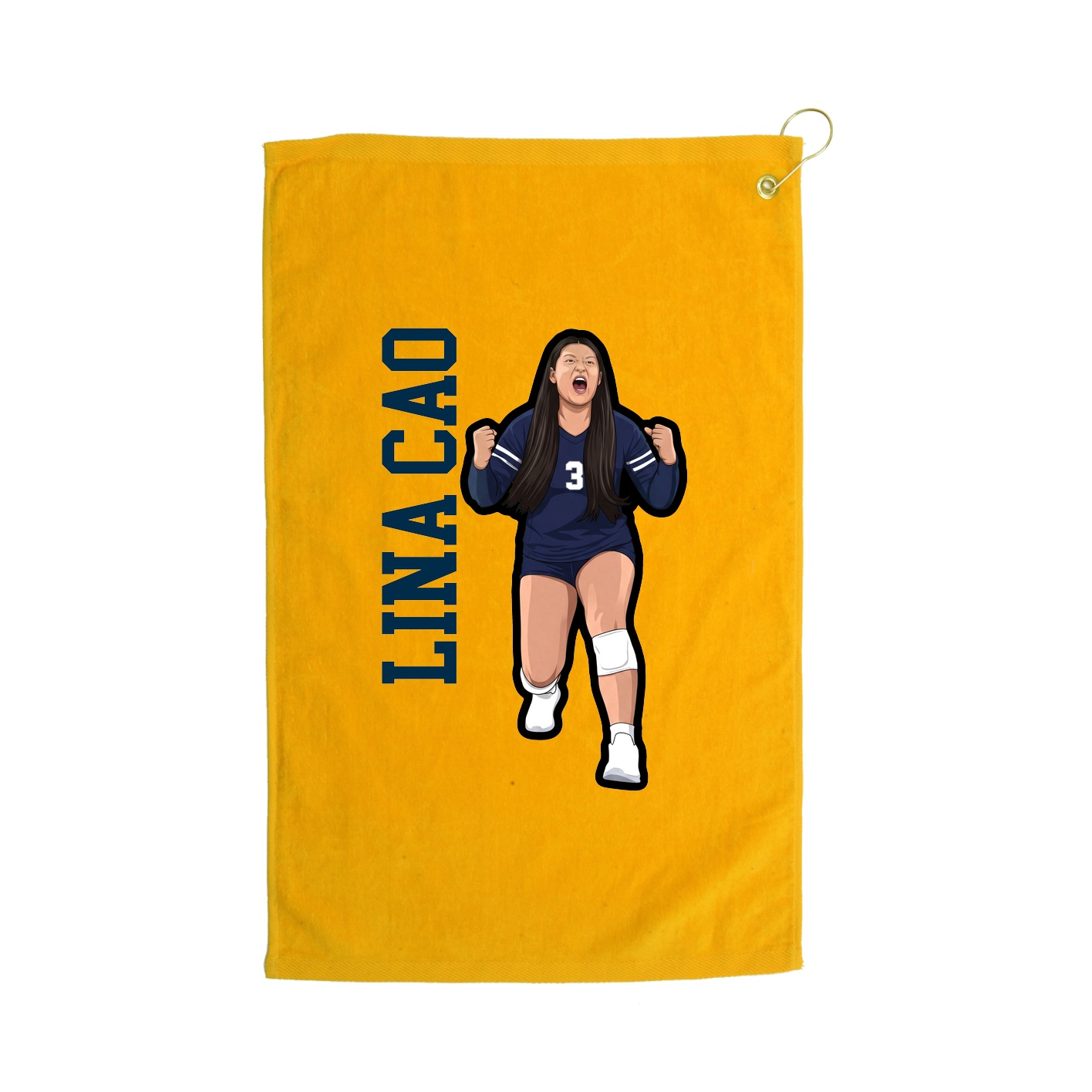 Golf Towel — Name Vertical in Gold