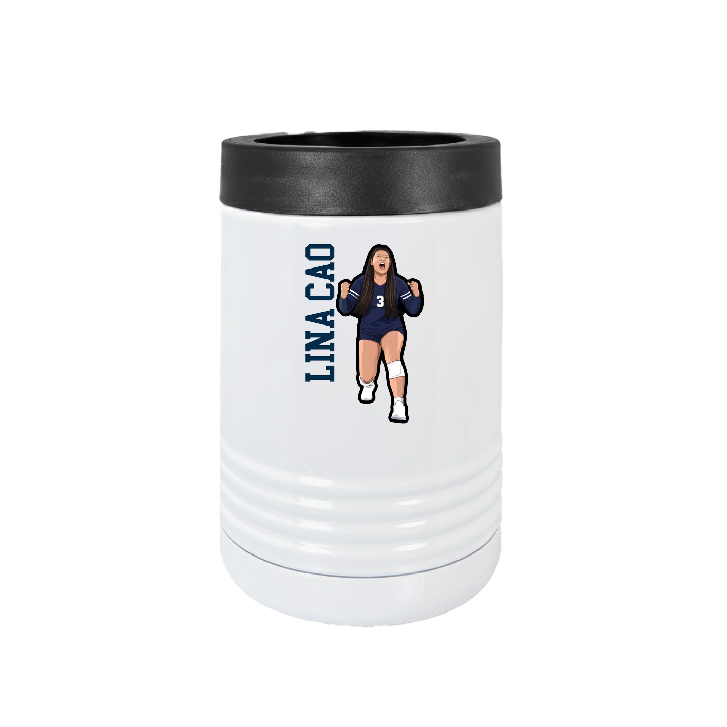 Beverage Holder — Name Vertical in White