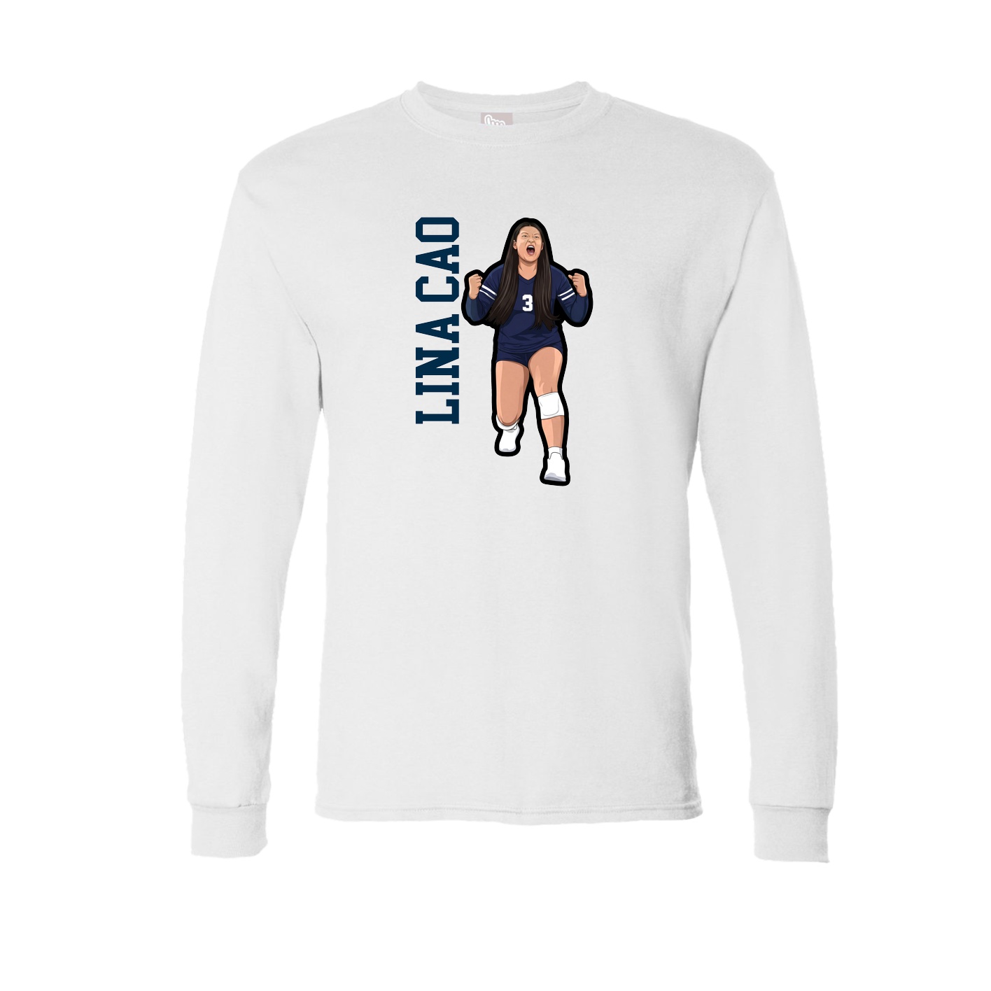 Long Sleeve Tee — Name Vertical in White