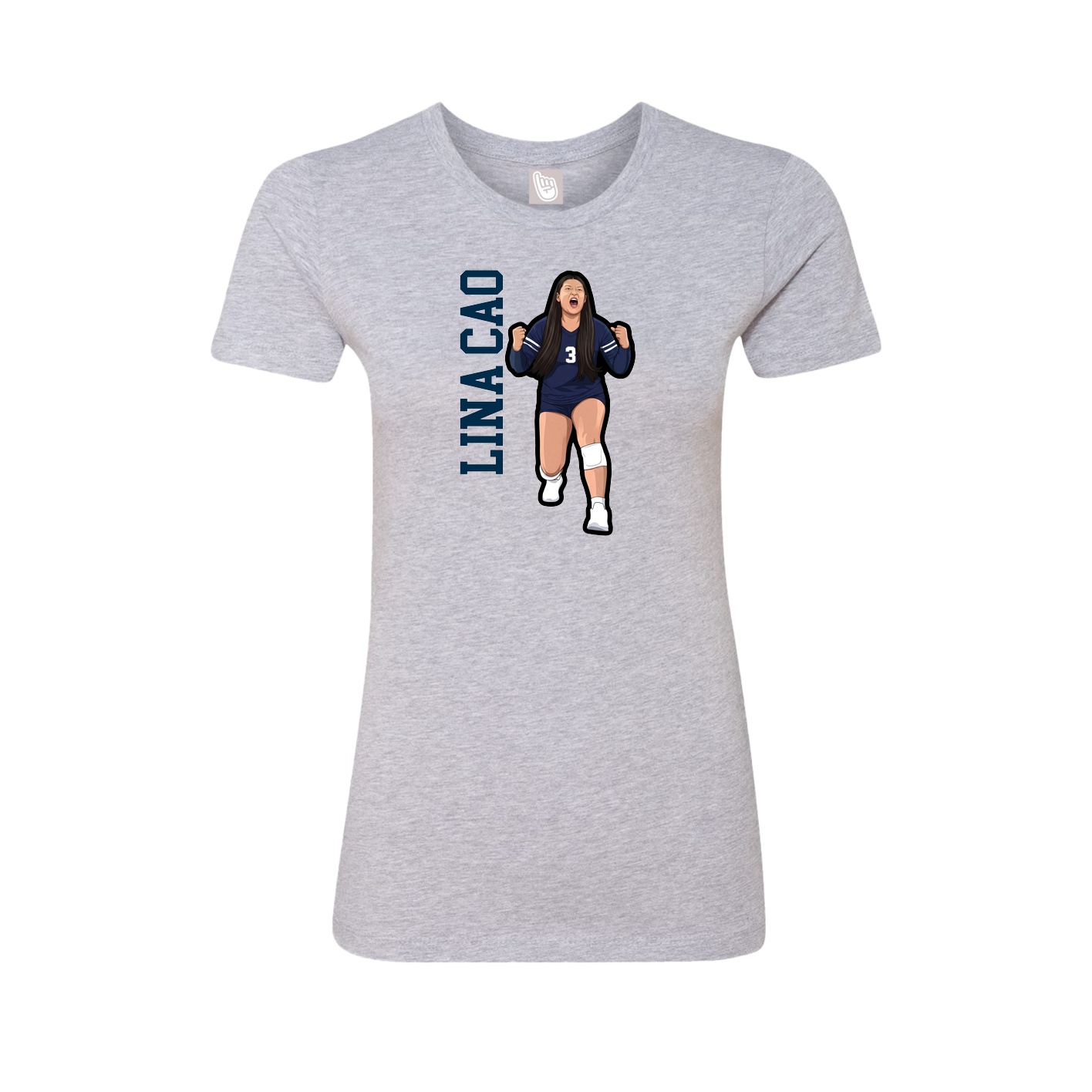 Fitted Women's Tee — Name Vertical in Grey