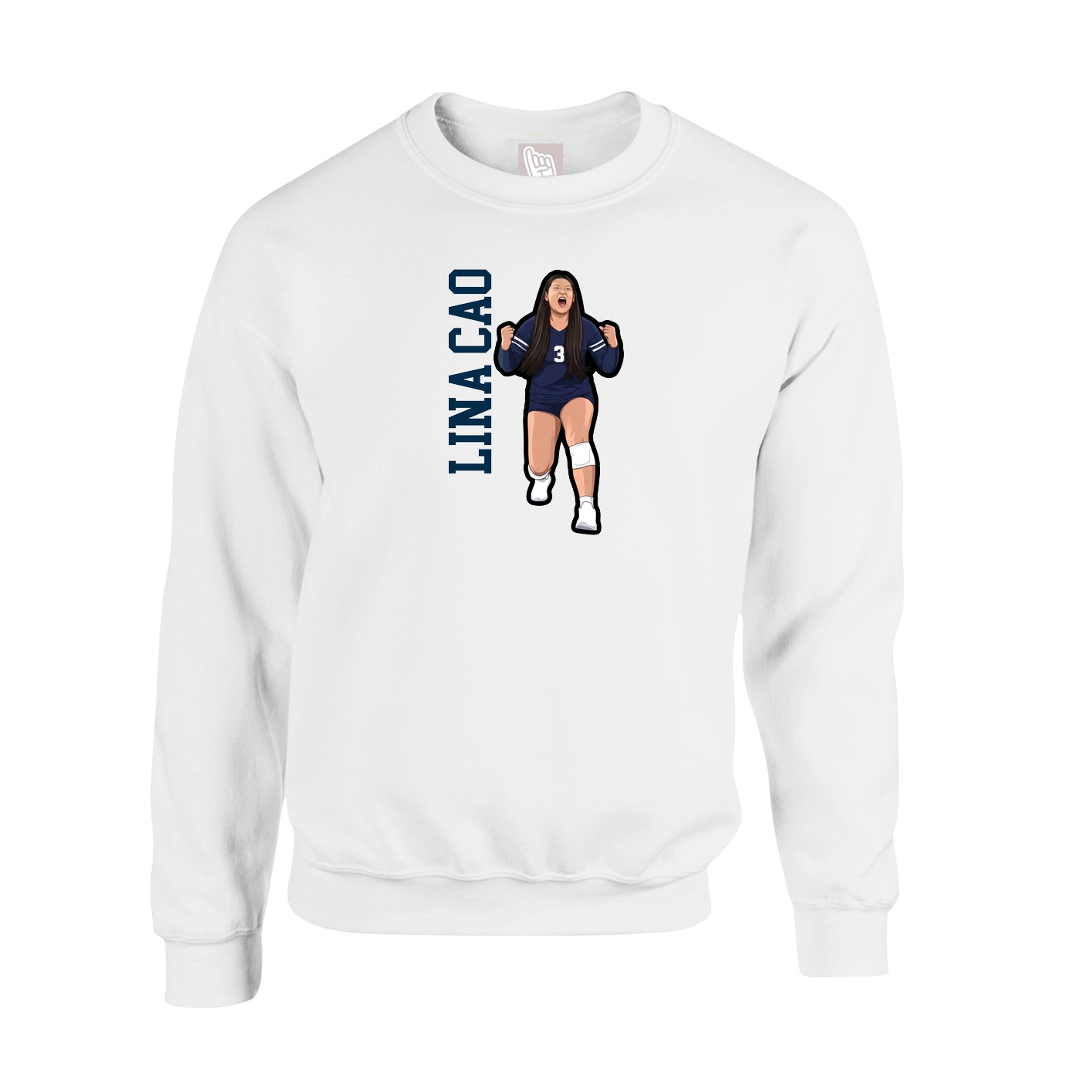 Fleece Crew — Name Vertical in White