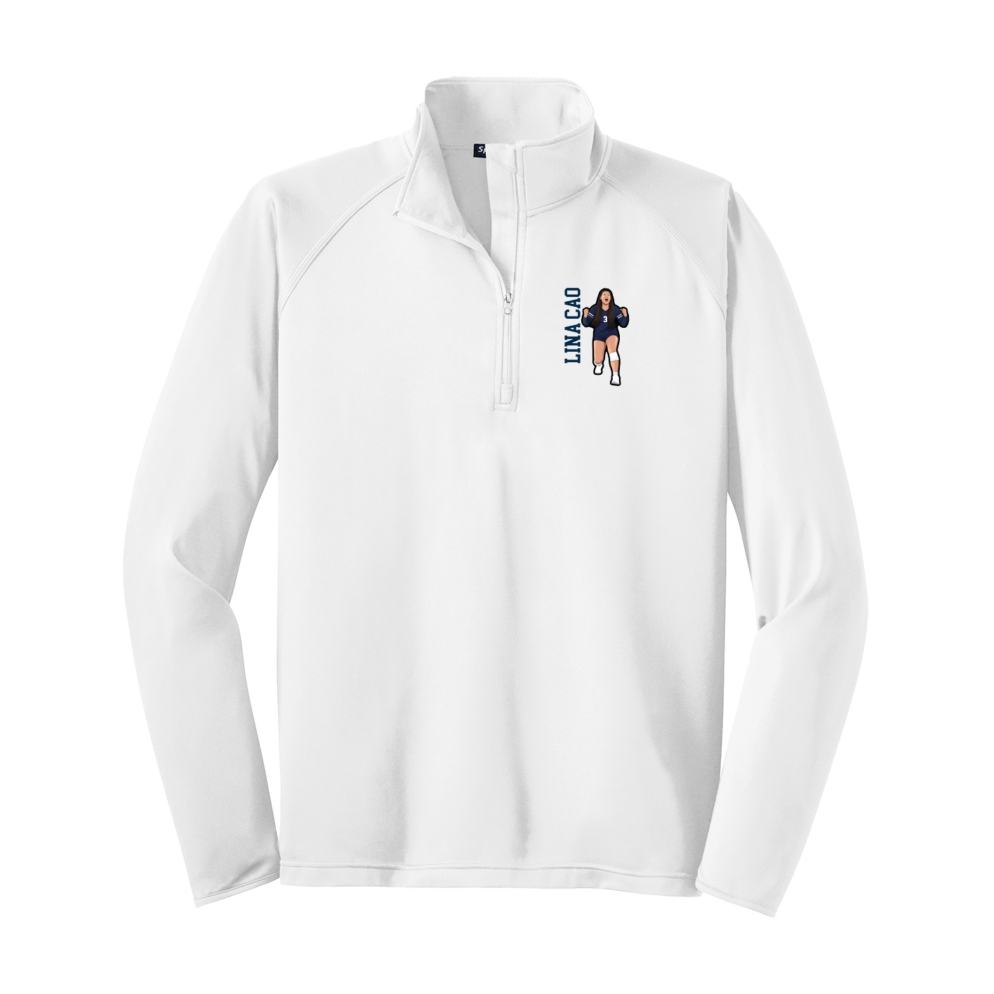Q-Zip Pullover — Name Vertical in White