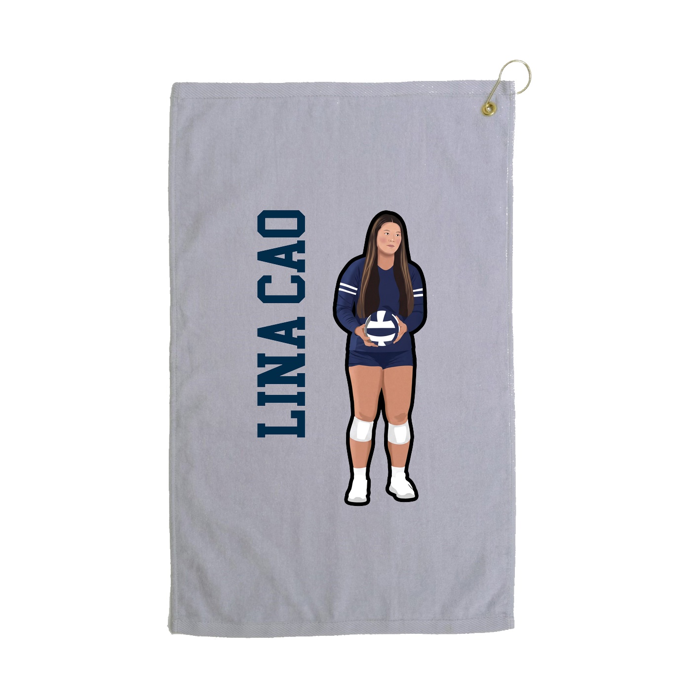 Golf Towel — Name Vertical in Grey