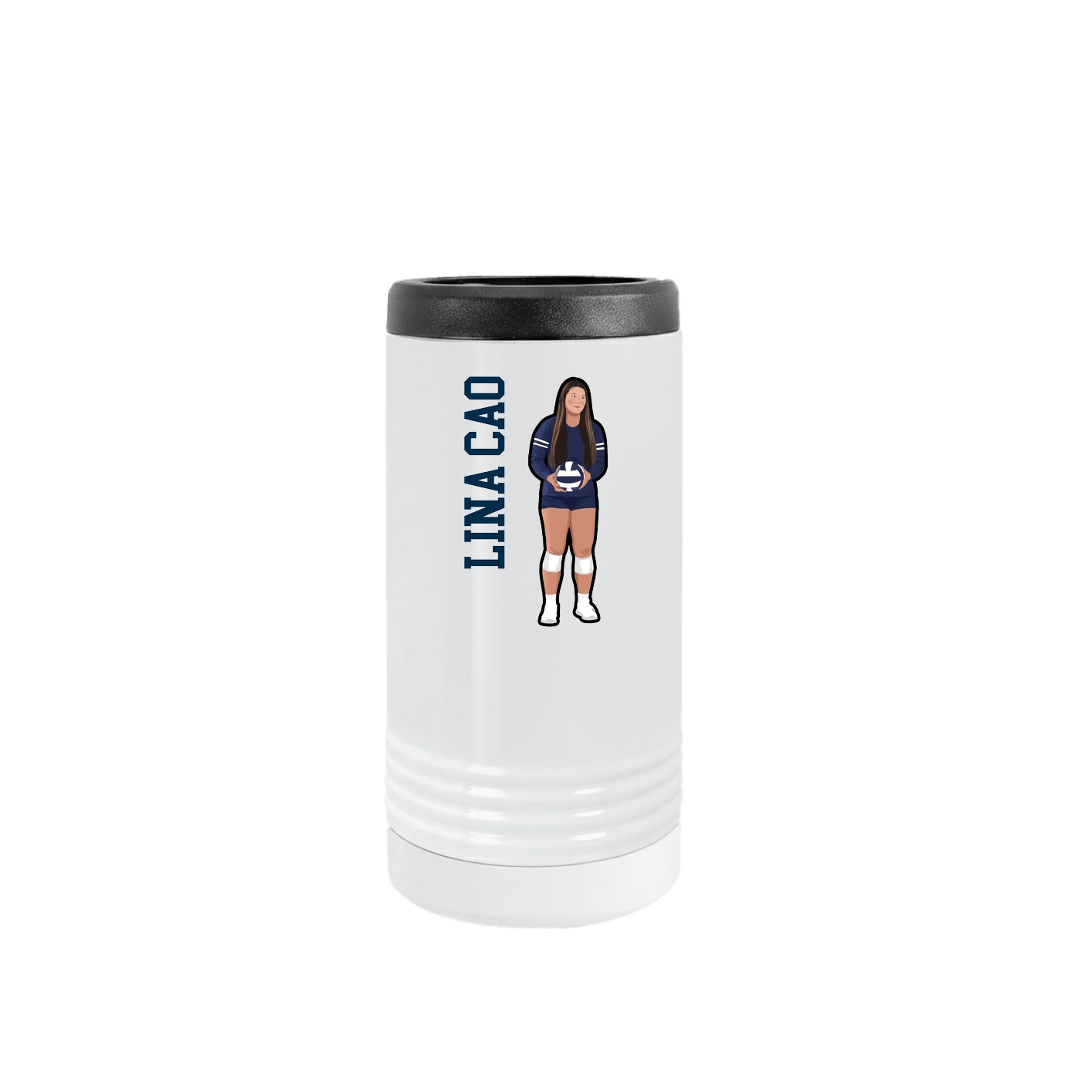 Slim Beverage Holder — Name Vertical in White
