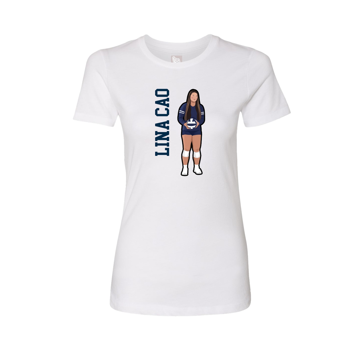 Fitted Women's Tee — Name Vertical in White