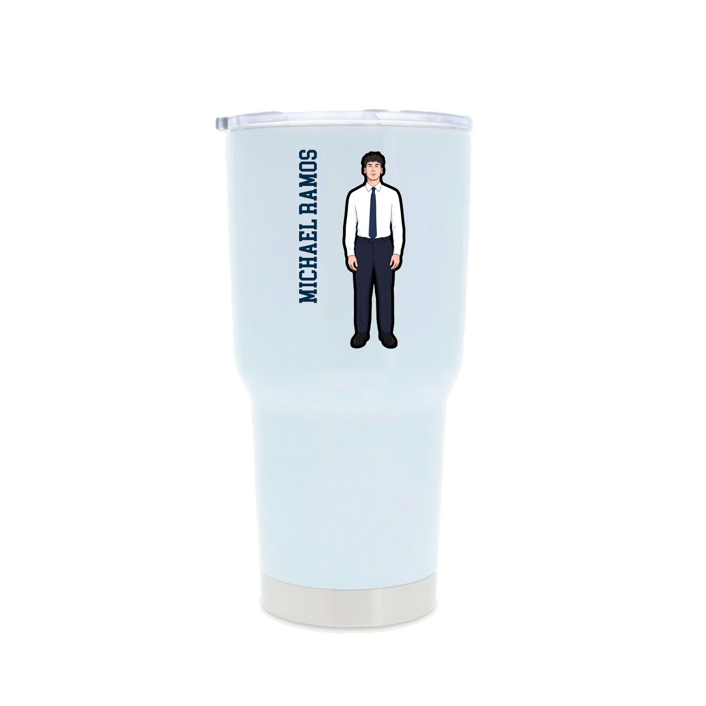 30oz Stainless Steel Tumbler — Name Vertical in White