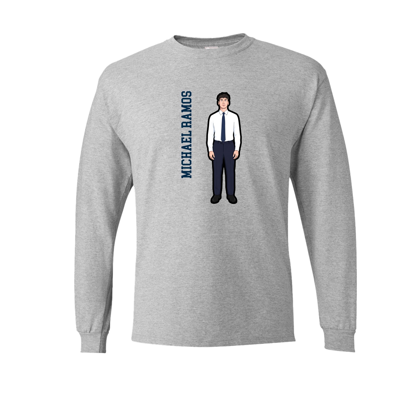 Long Sleeve Tee — Name Vertical in Grey