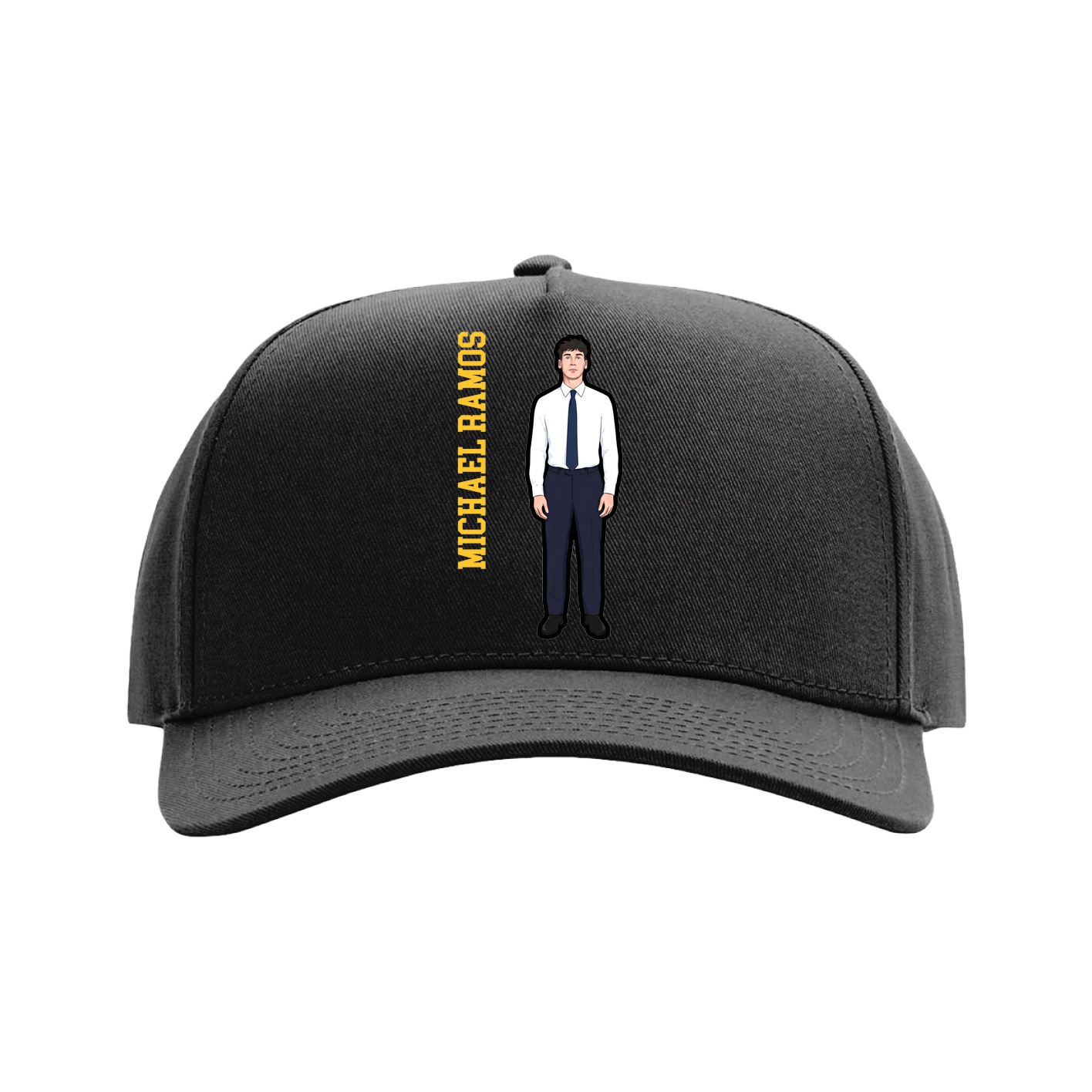 Full Fabric Five-Panel Champ Cap — Name Vertical in Black