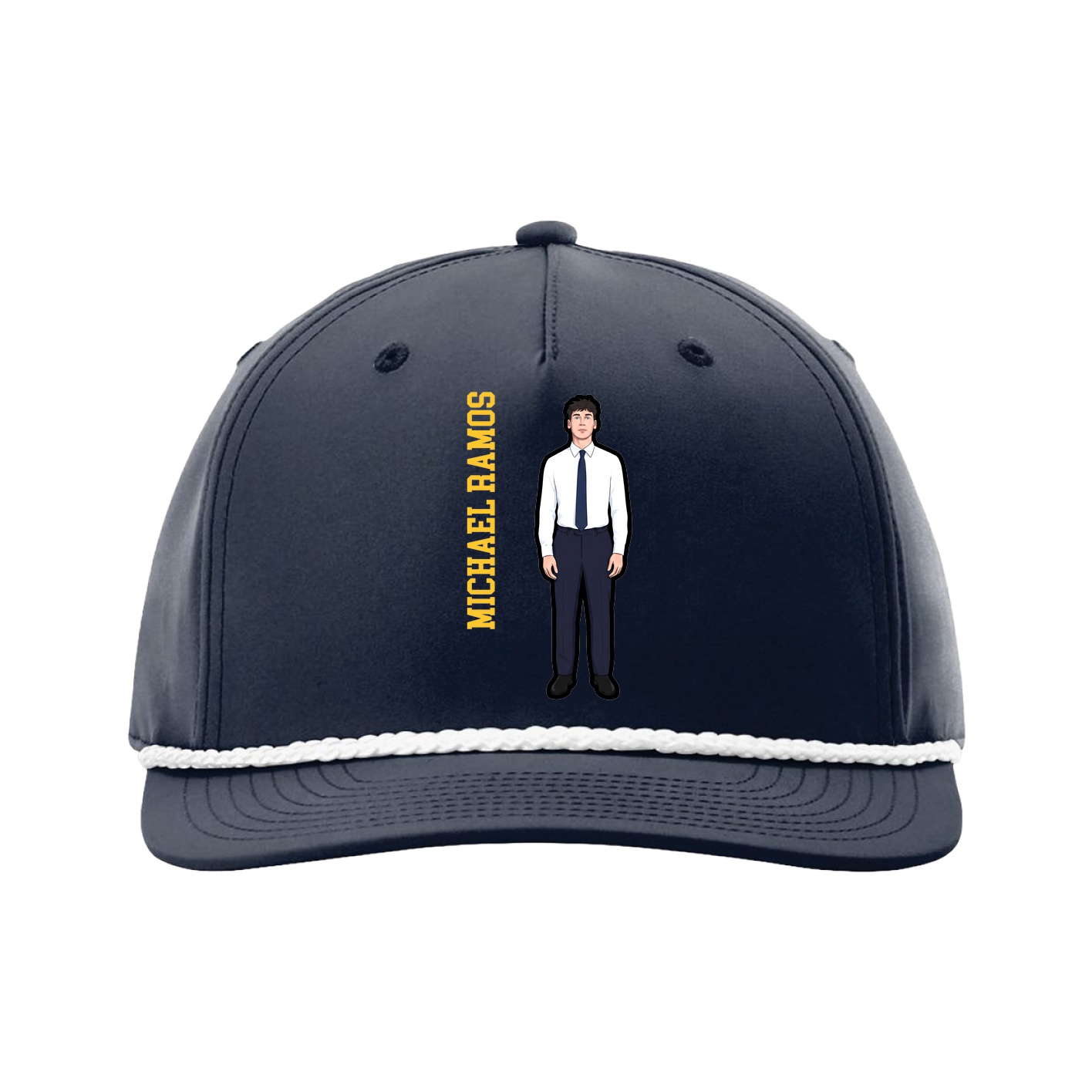 Five-Panel Classic Rope Cap — Name Vertical in Navy
