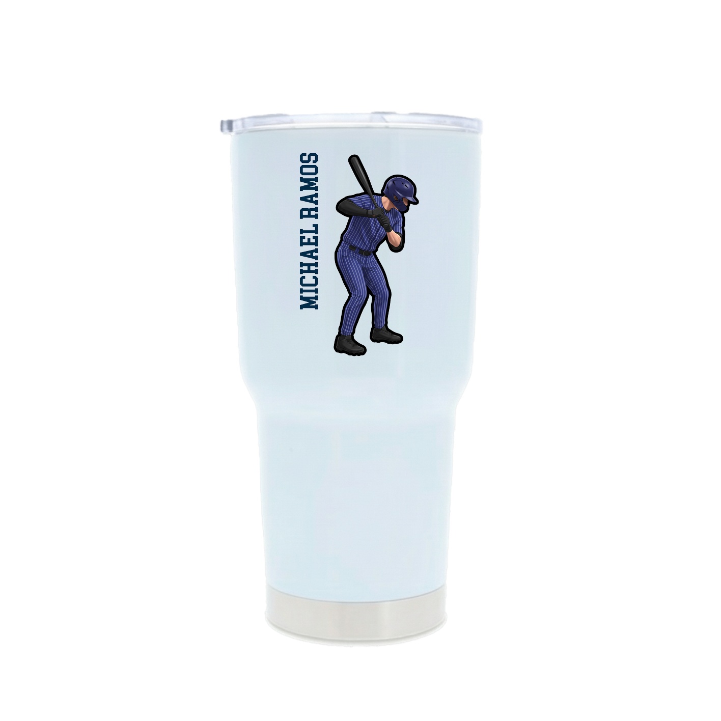 30oz Stainless Steel Tumbler — Name Vertical in White