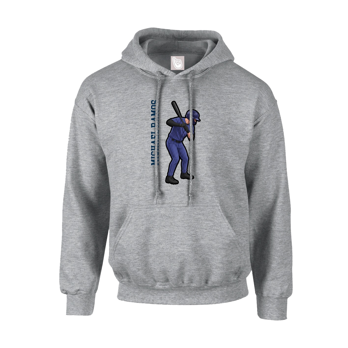 Hoodie — Name Vertical in Grey