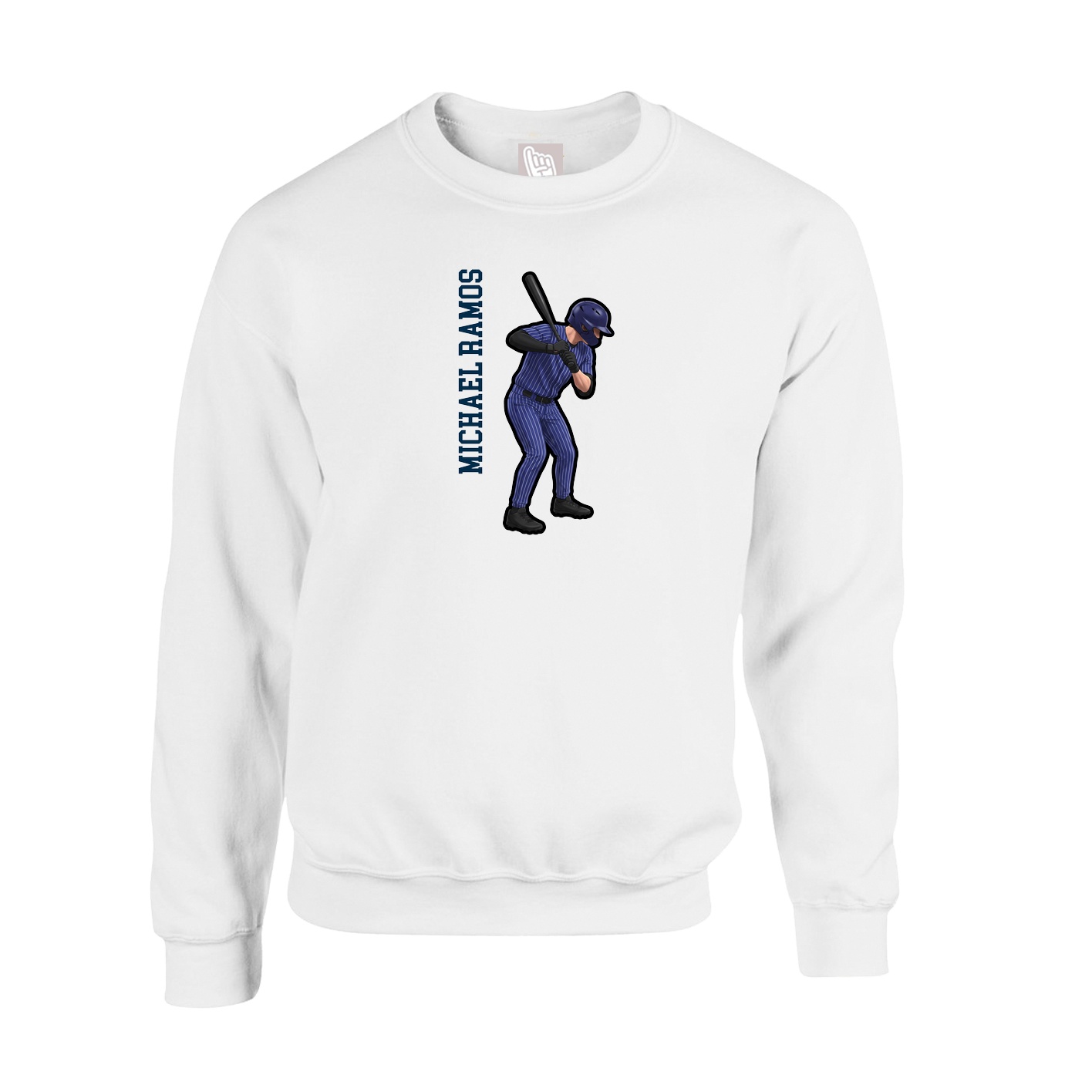 Fleece Crew — Name Vertical in White