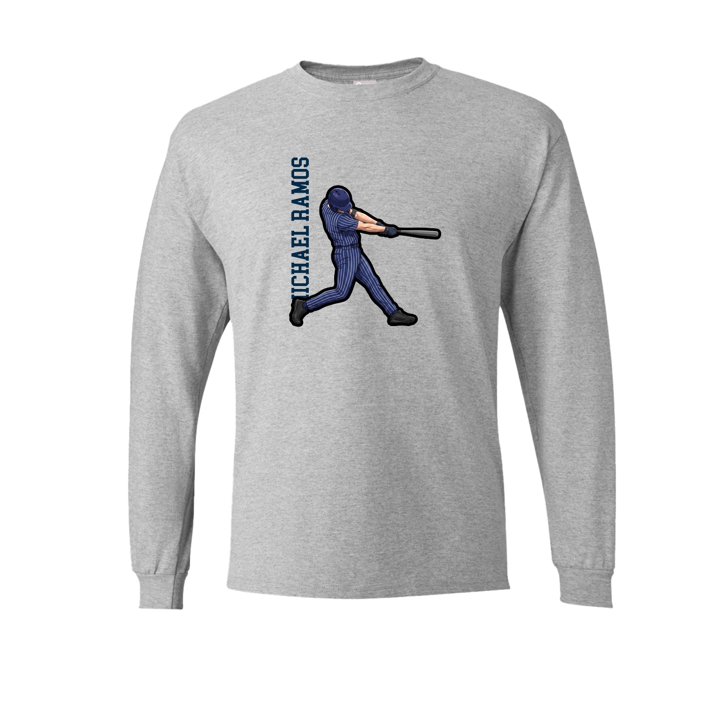 Long Sleeve Tee — Name Vertical in Grey