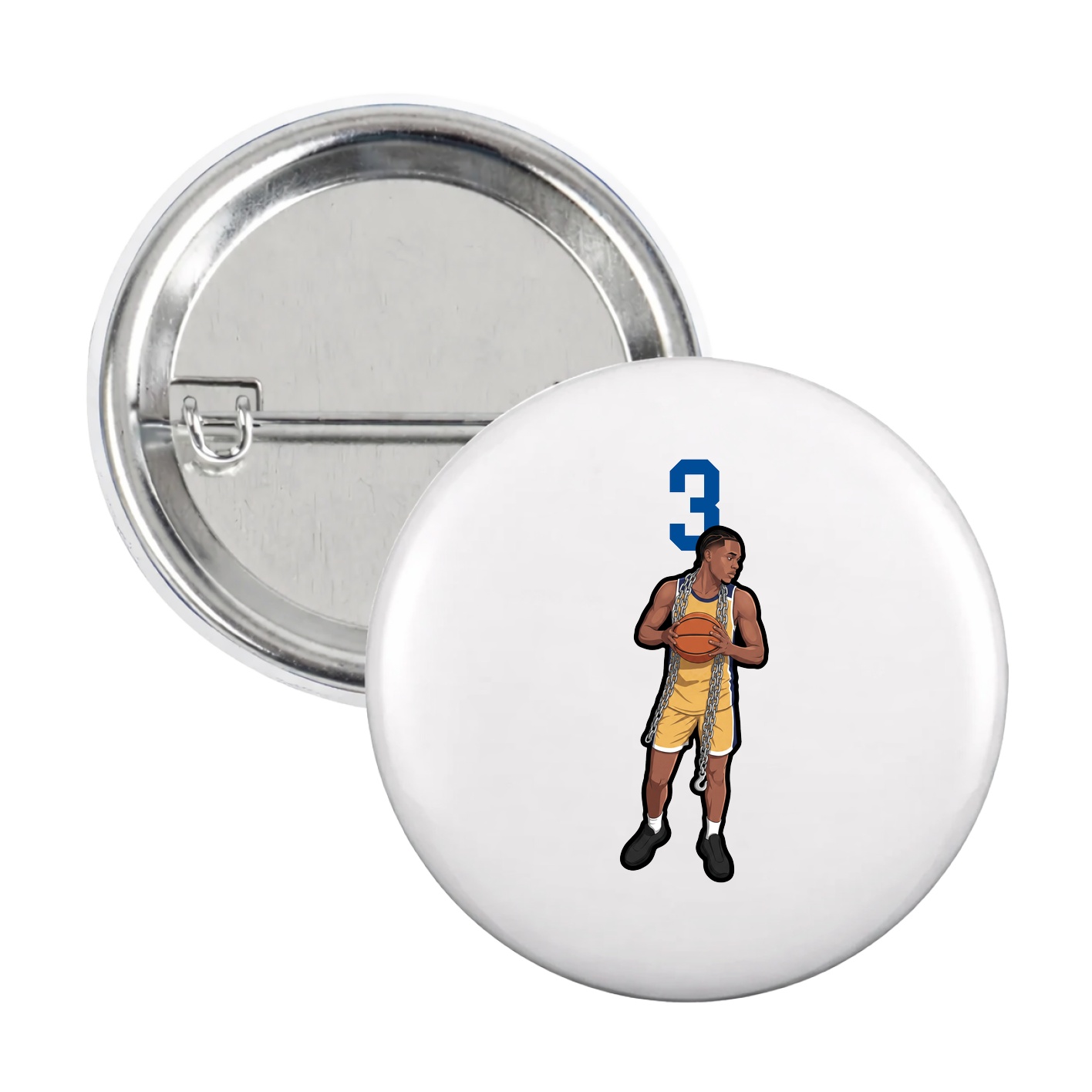 Game Day Button — Number Top in White