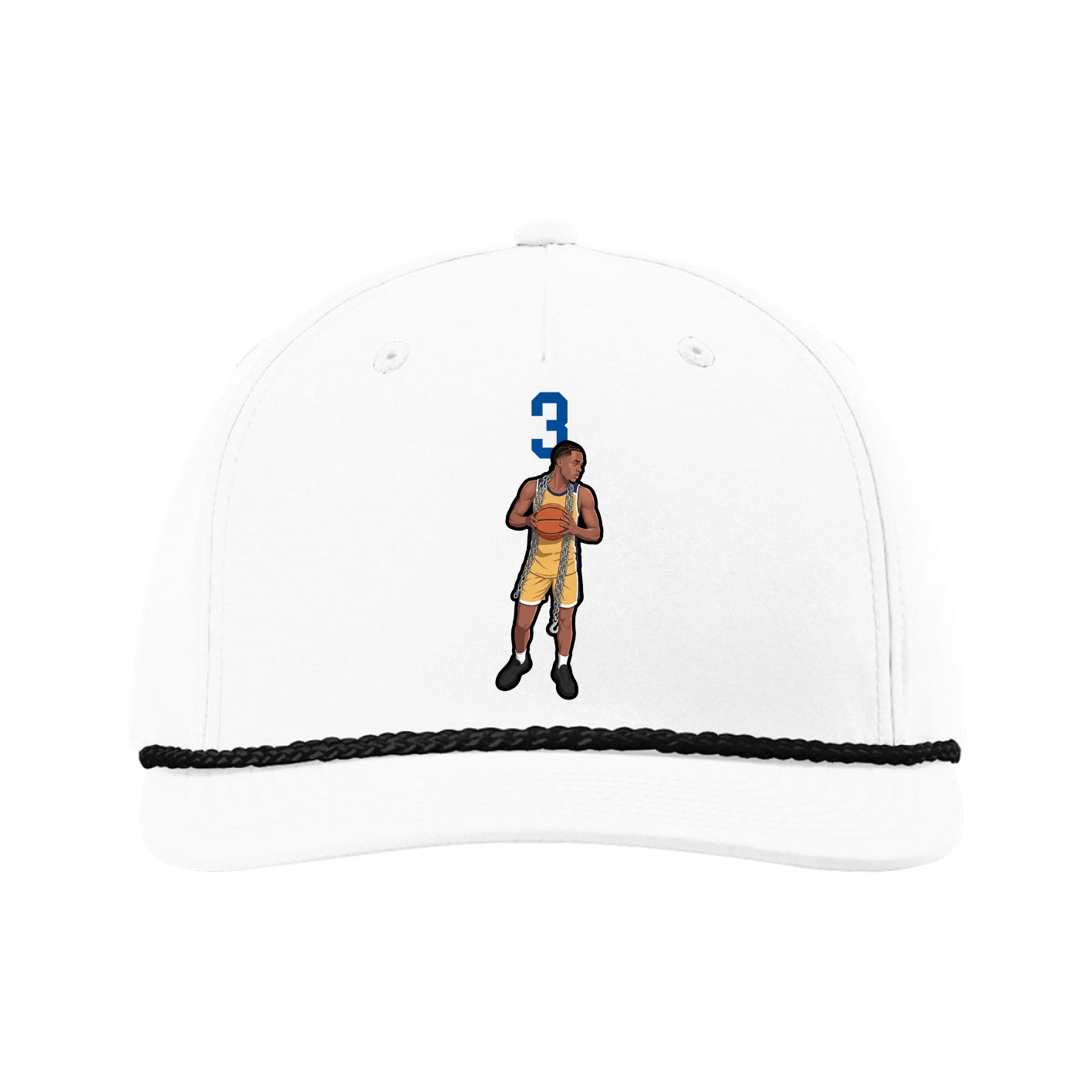Five-Panel Classic Rope Cap — Number Top in White