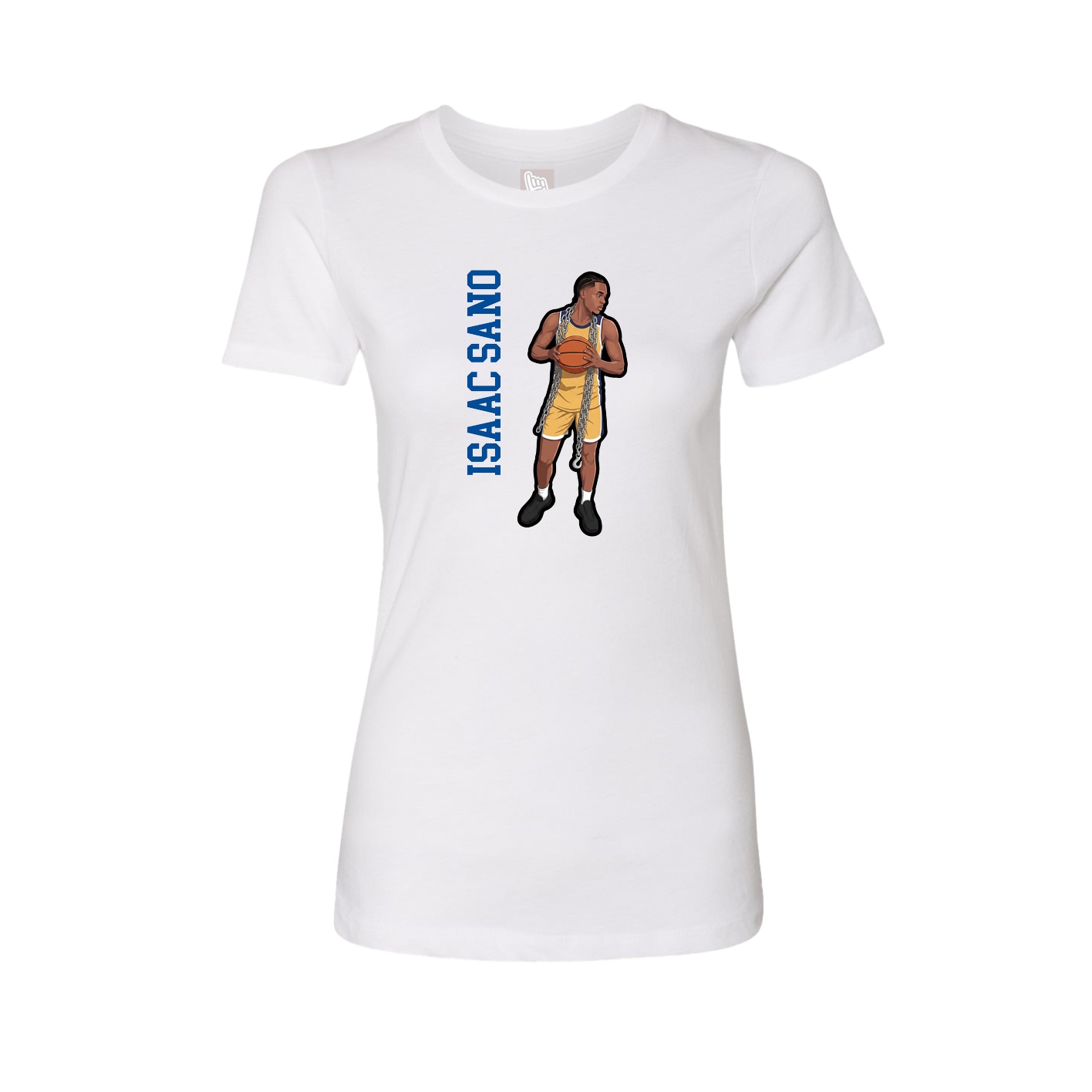Fitted Women's Tee — Name Vertical in White