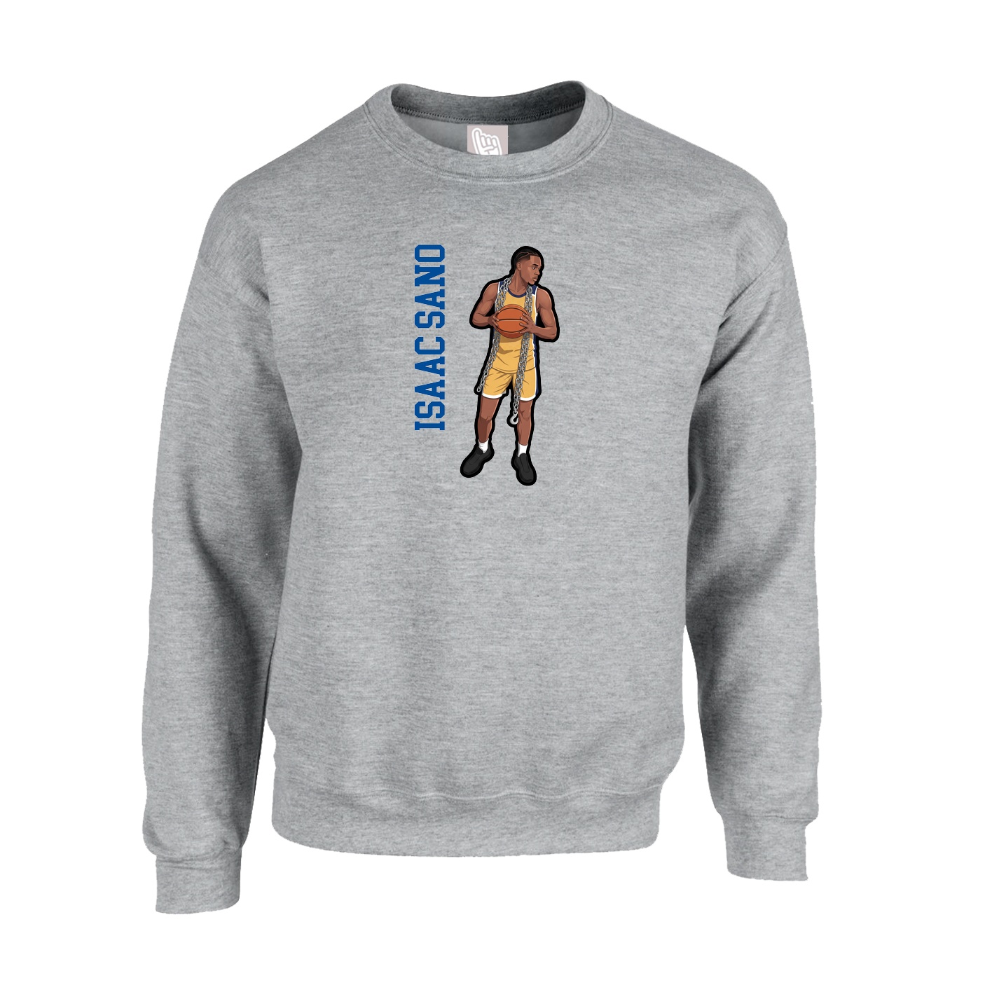 Fleece Crew — Name Vertical in Grey