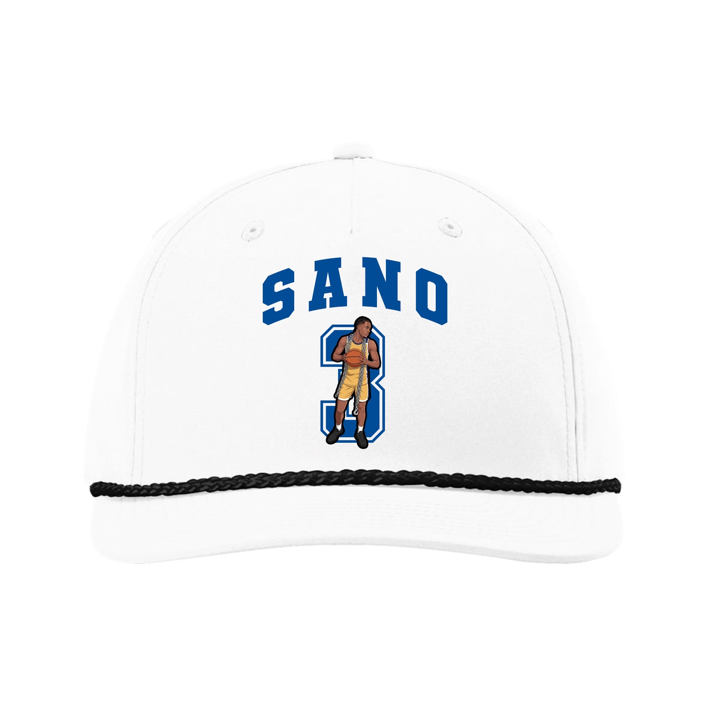 Five-Panel Classic Rope Cap — Number in White
