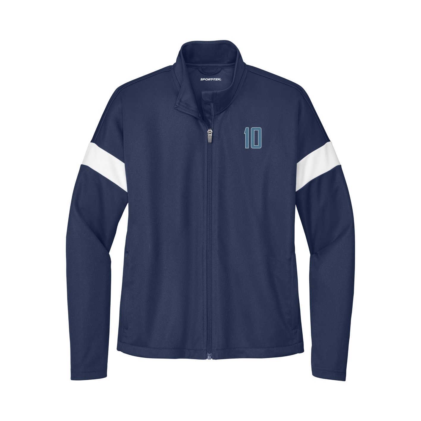Womens Team Travel Full-Zip Jacket — Front Shirsy in Navy/White