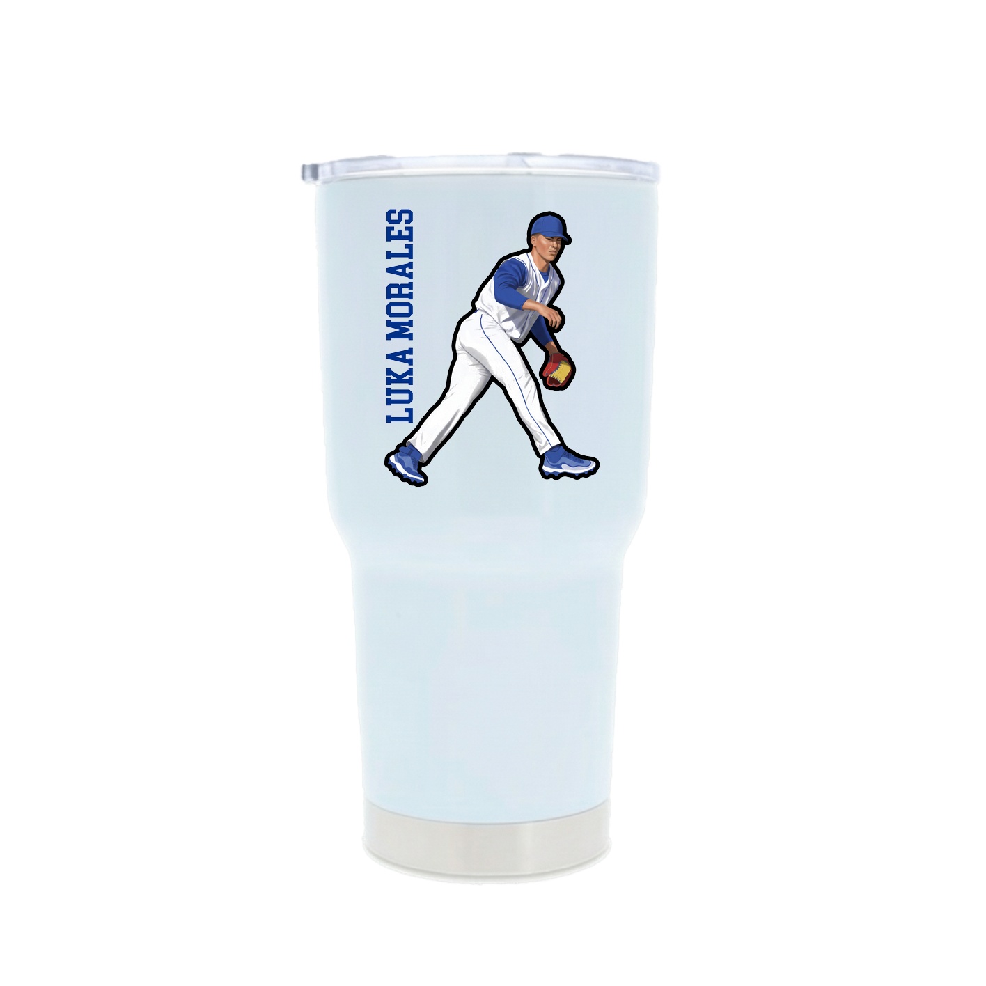 30oz Stainless Steel Tumbler — Name Vertical in White
