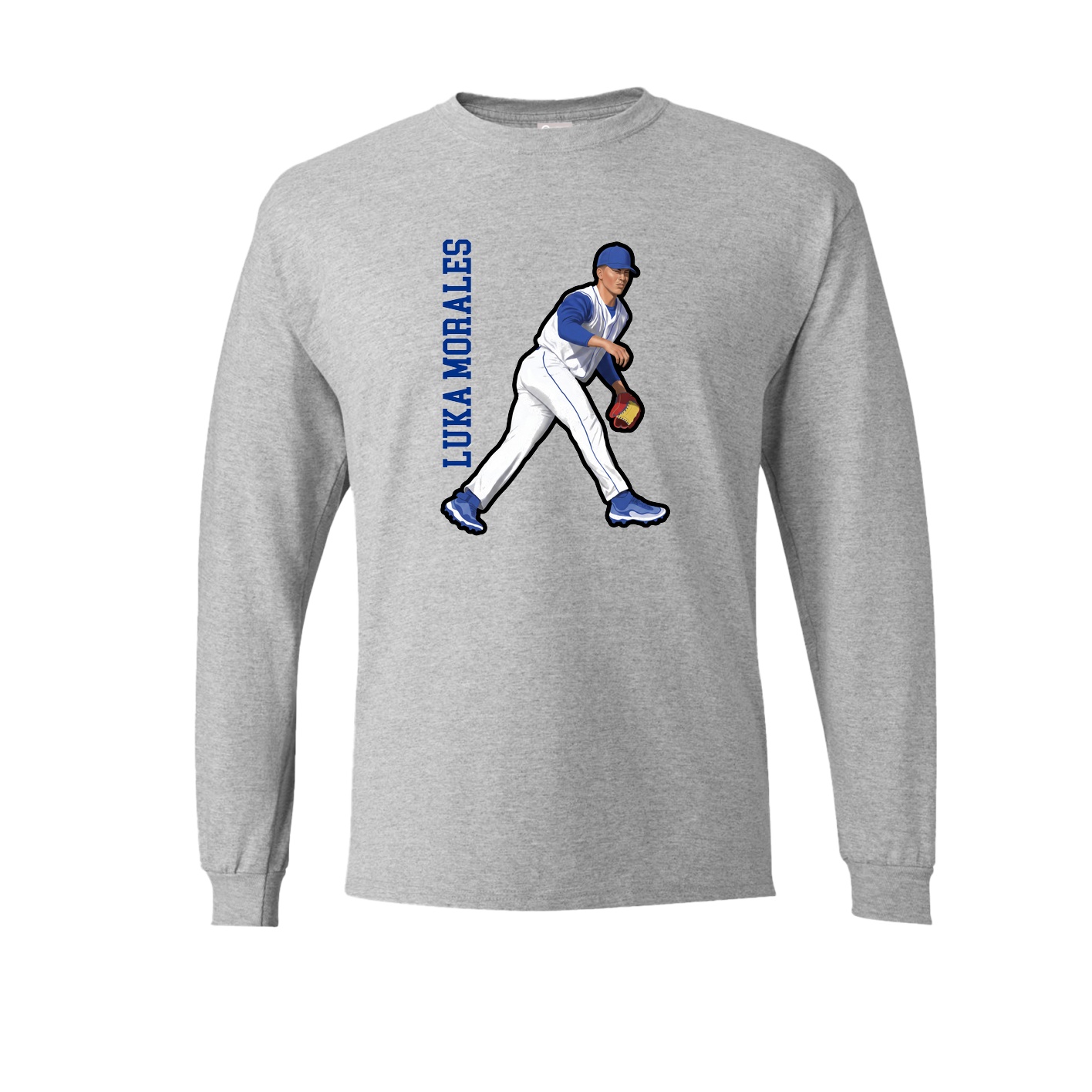 Long Sleeve Tee — Name Vertical in Grey