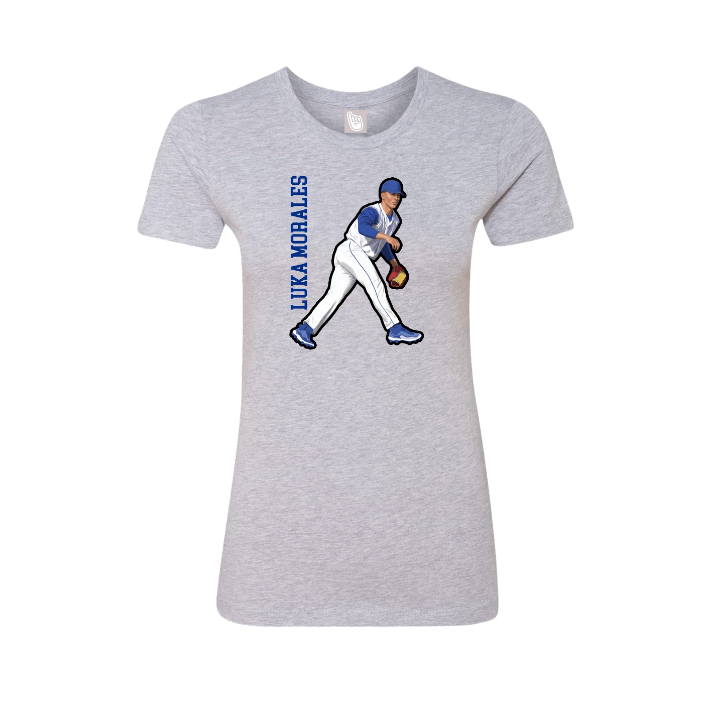 Fitted Women's Tee — Name Vertical in Grey
