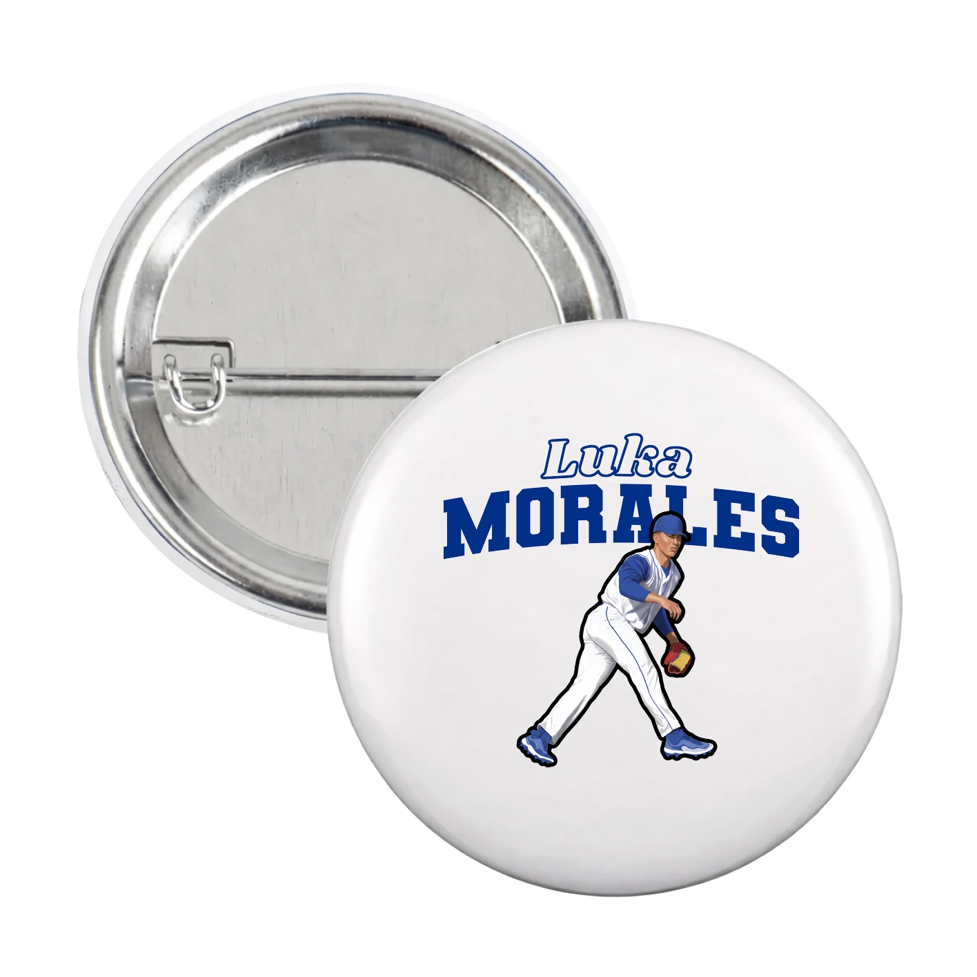 Game Day Button — Name Arch in White