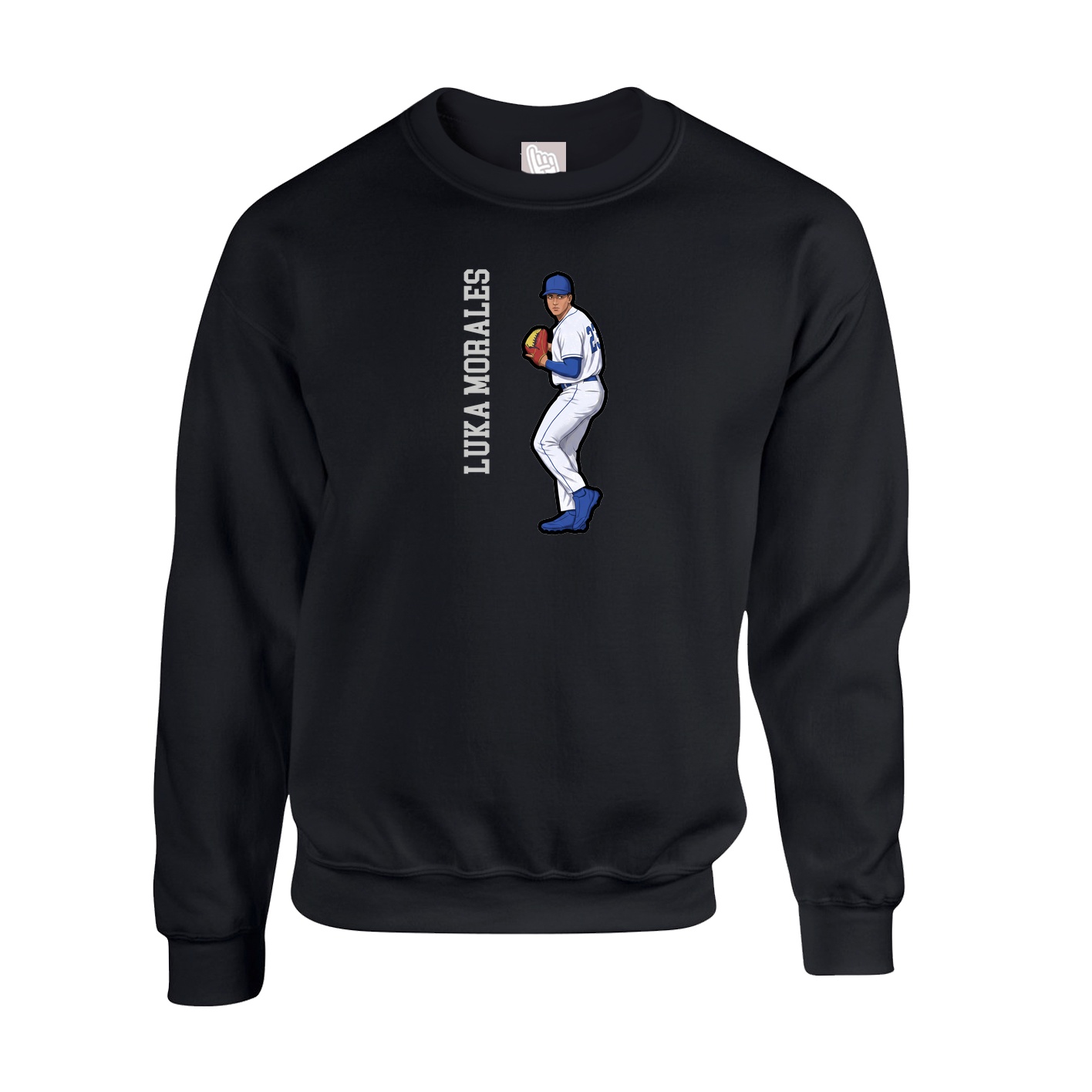 Fleece Crew — Name Vertical in Black