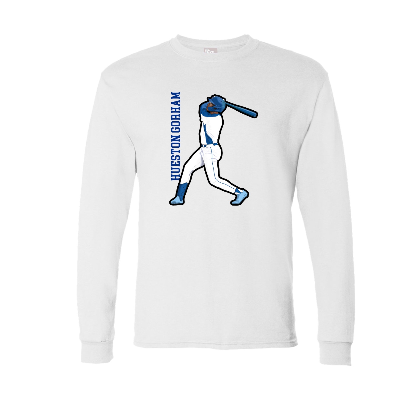 Long Sleeve Tee — Name Vertical in White