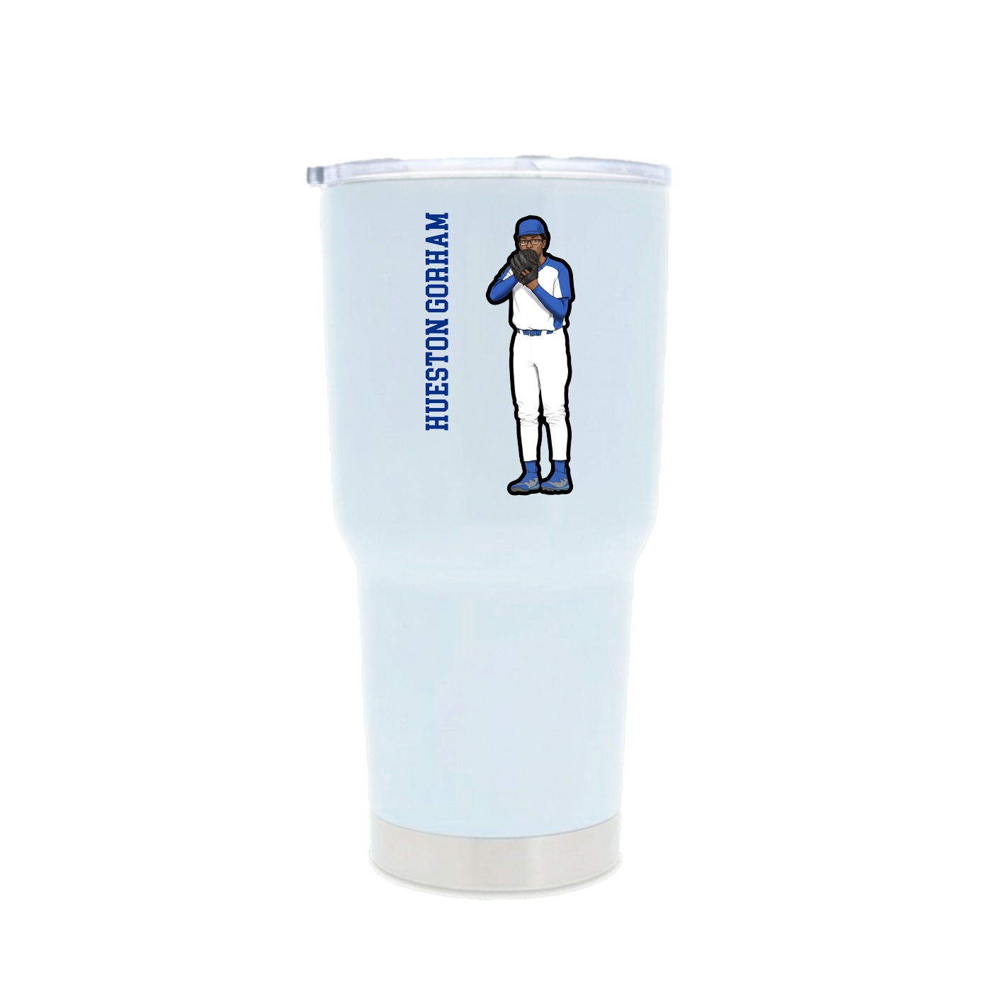 30oz Stainless Steel Tumbler — Name Vertical in White