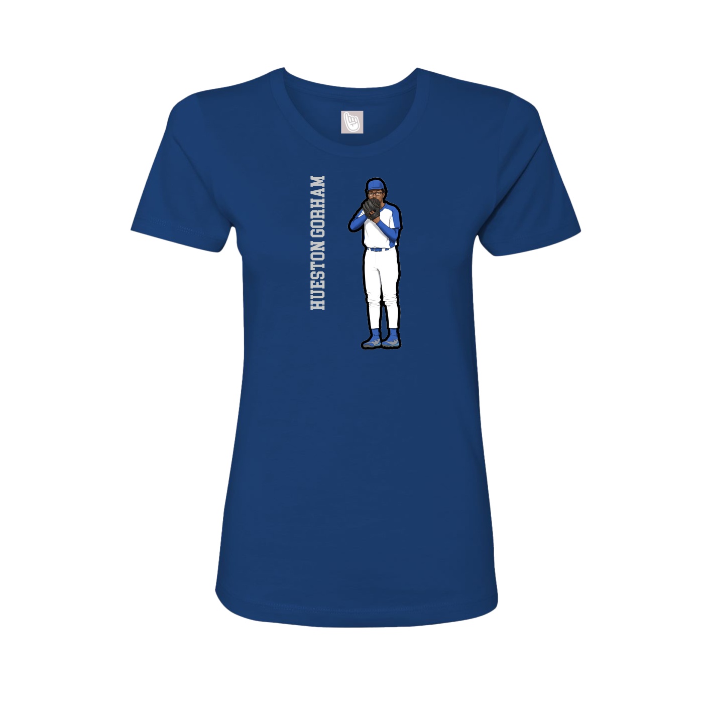 Fitted Women's Tee — Name Vertical in Royal
