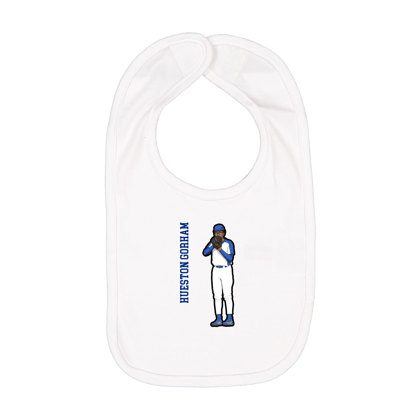 Infant Bib — Name Vertical in White