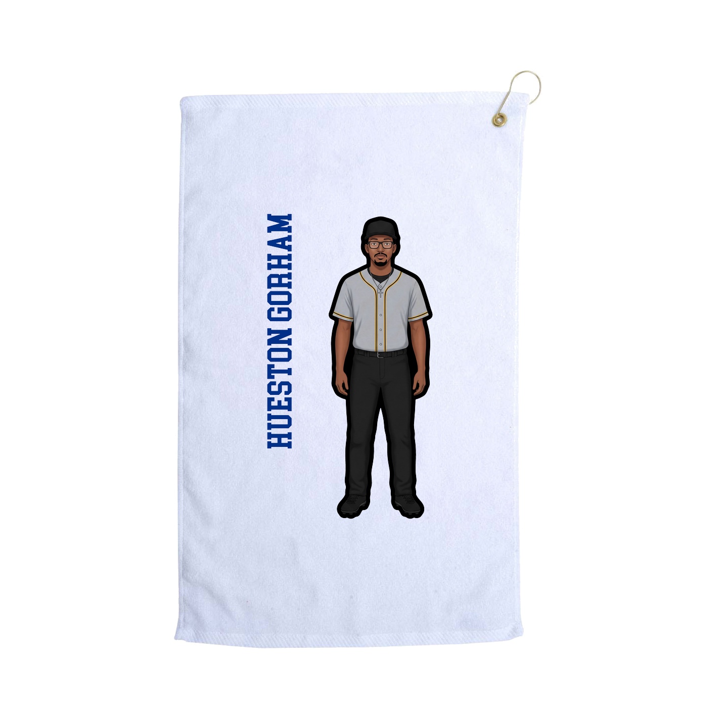 Golf Towel — Name Vertical in White