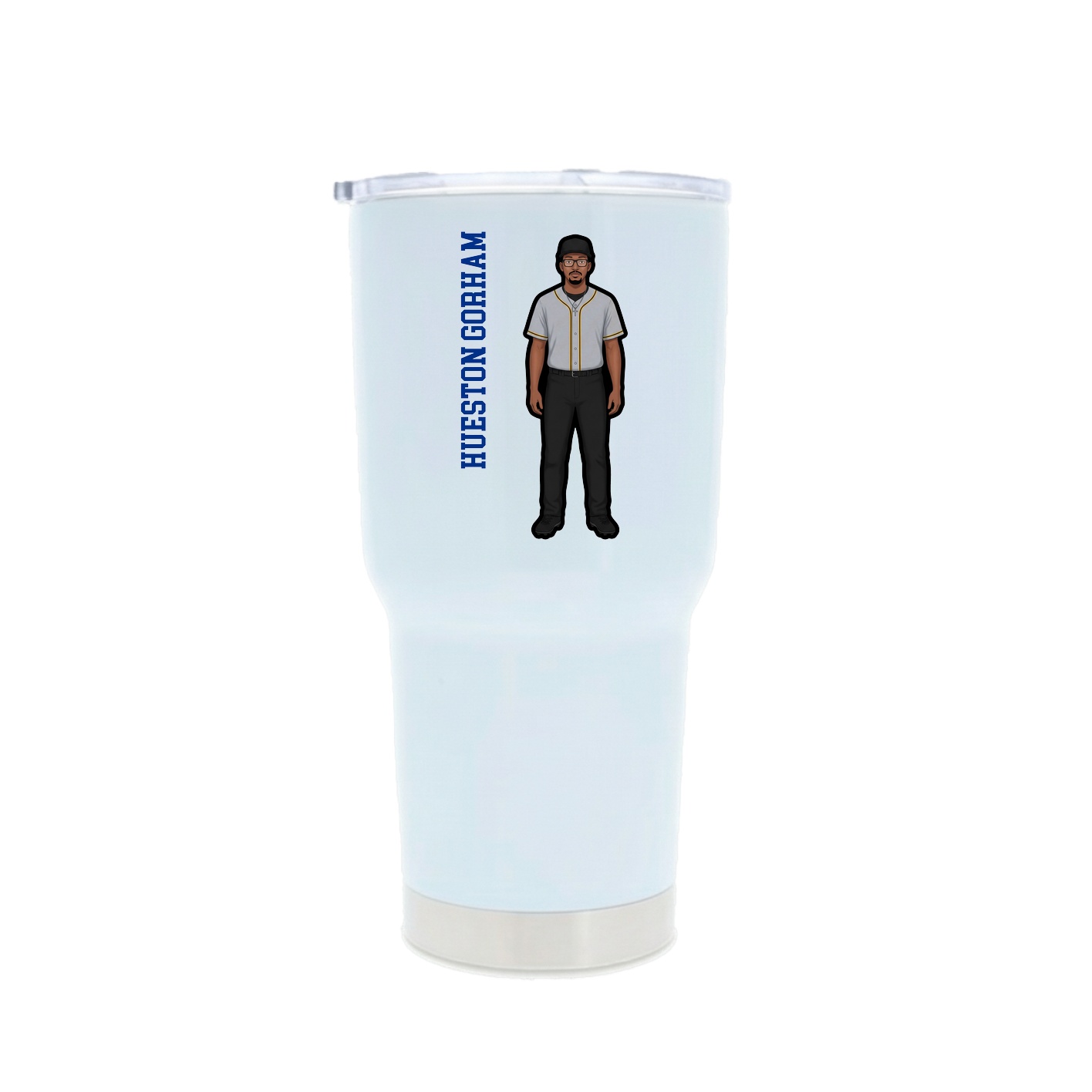 30oz Stainless Steel Tumbler — Name Vertical in White