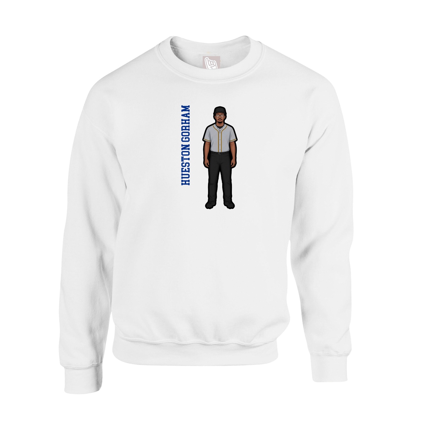 Fleece Crew — Name Vertical in White