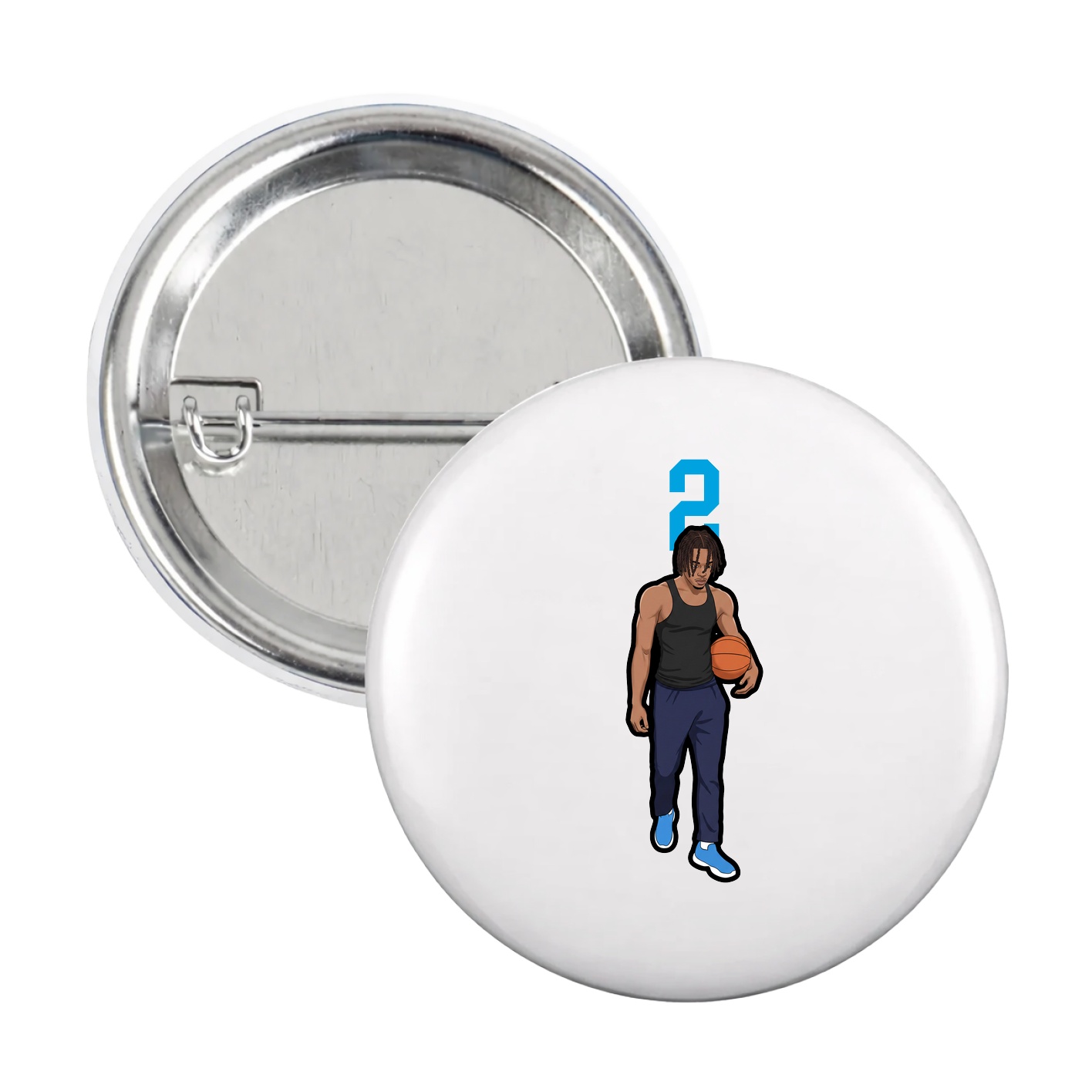Game Day Button — Number Top in White