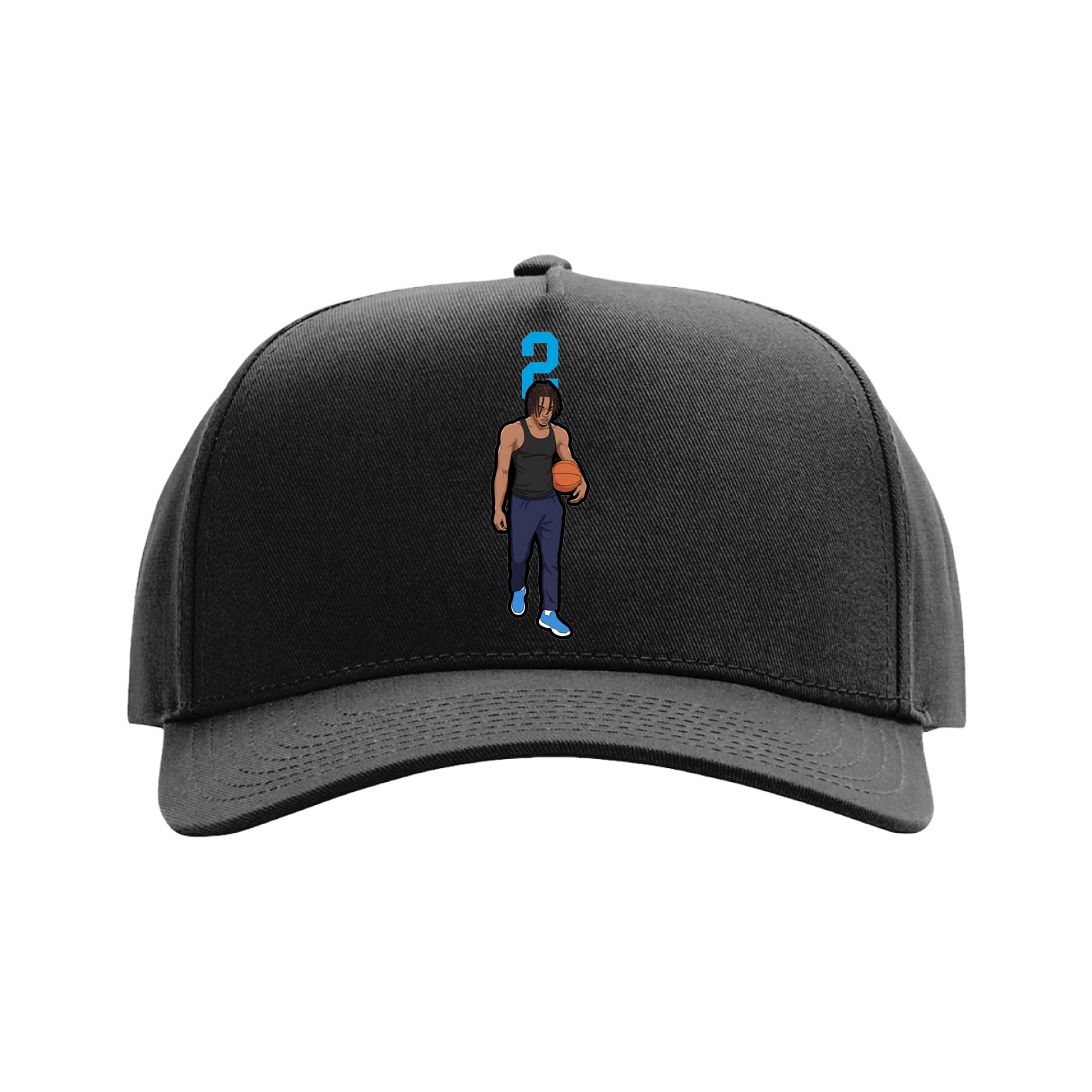 Full Fabric Five-Panel Champ Cap — Number Top in Black