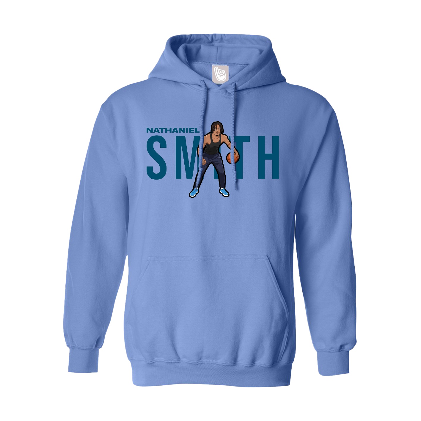 Youth Hoodie — Player Name in Powder Blue