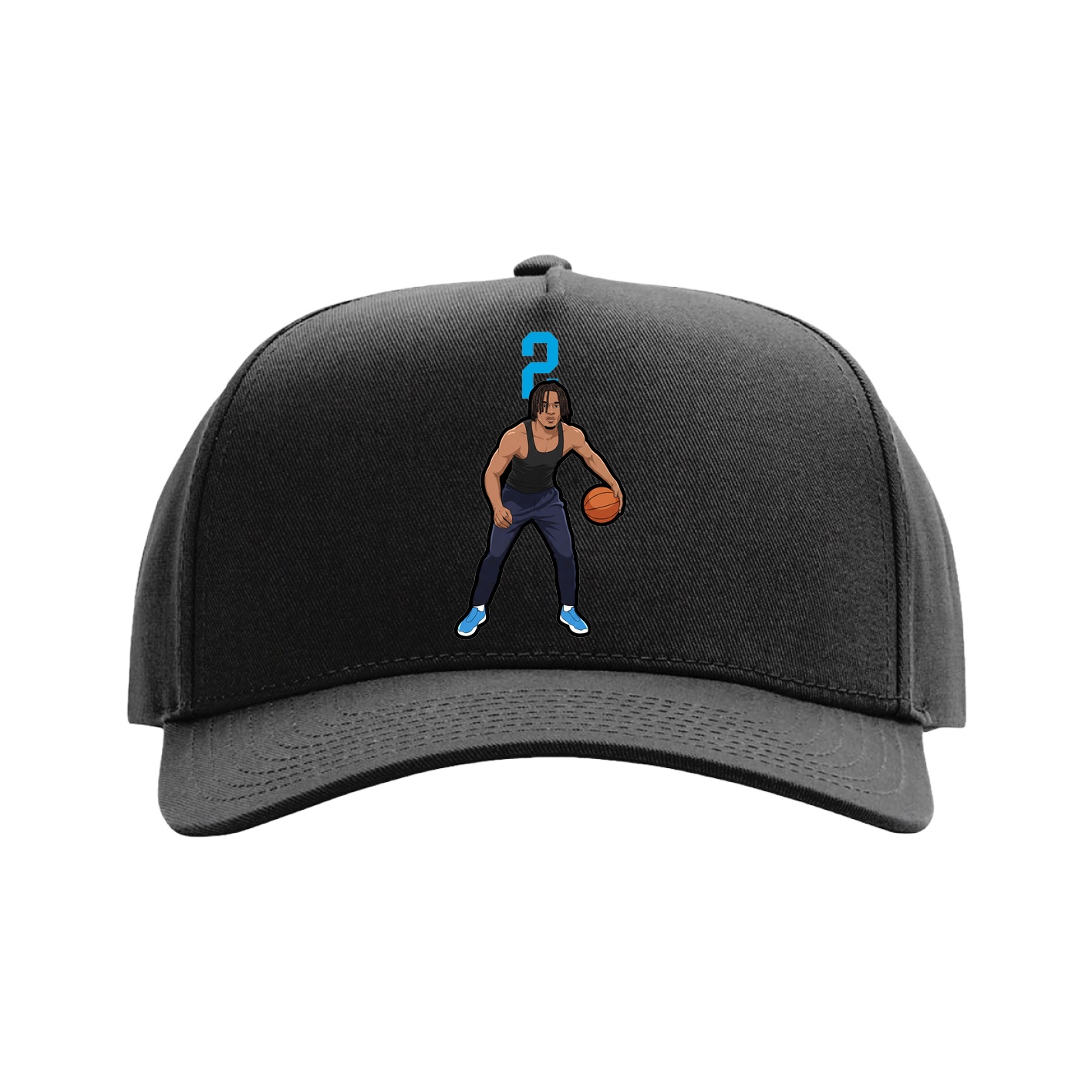 Full Fabric Five-Panel Champ Cap — Number Top in Black