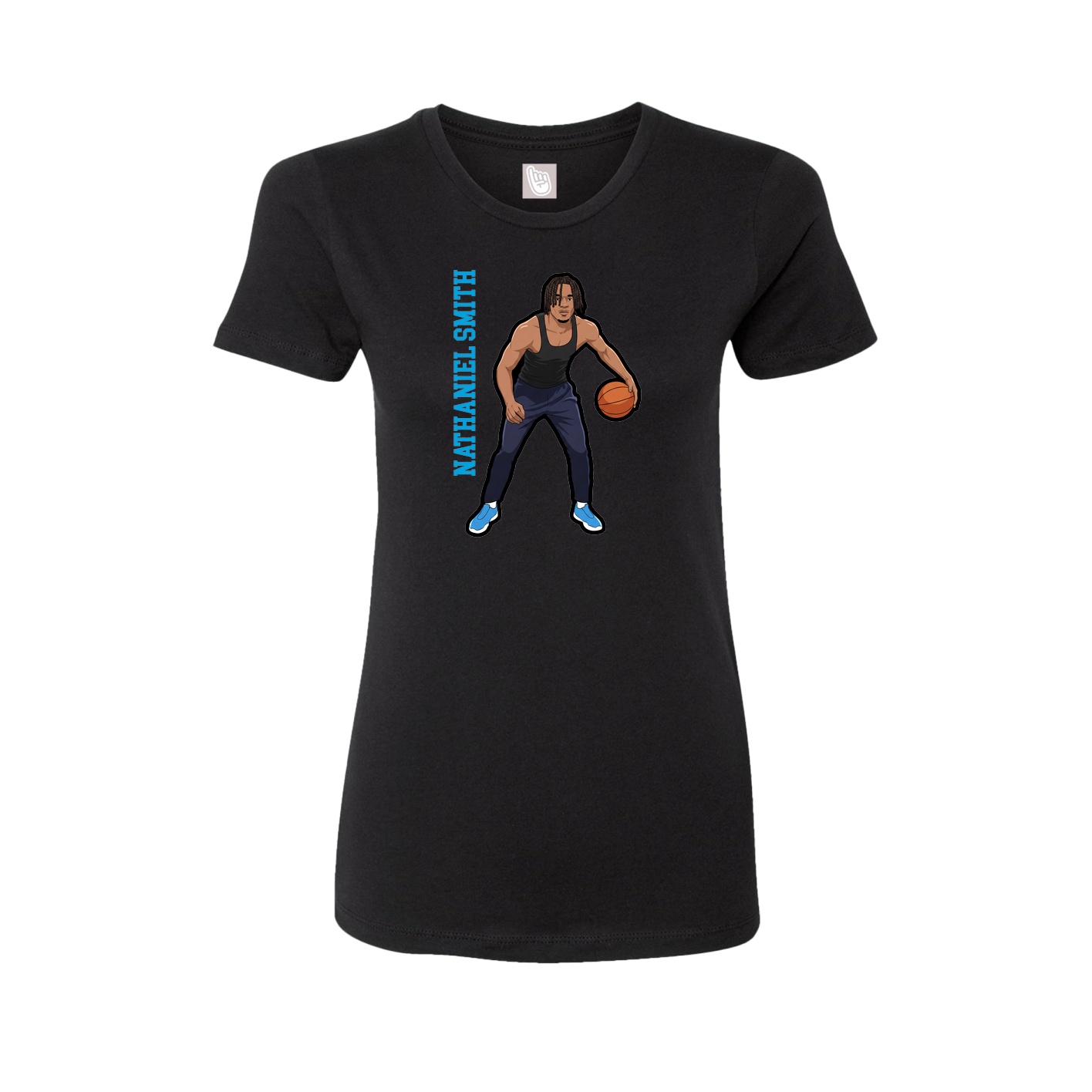 Fitted Women's Tee — Name Vertical in Black