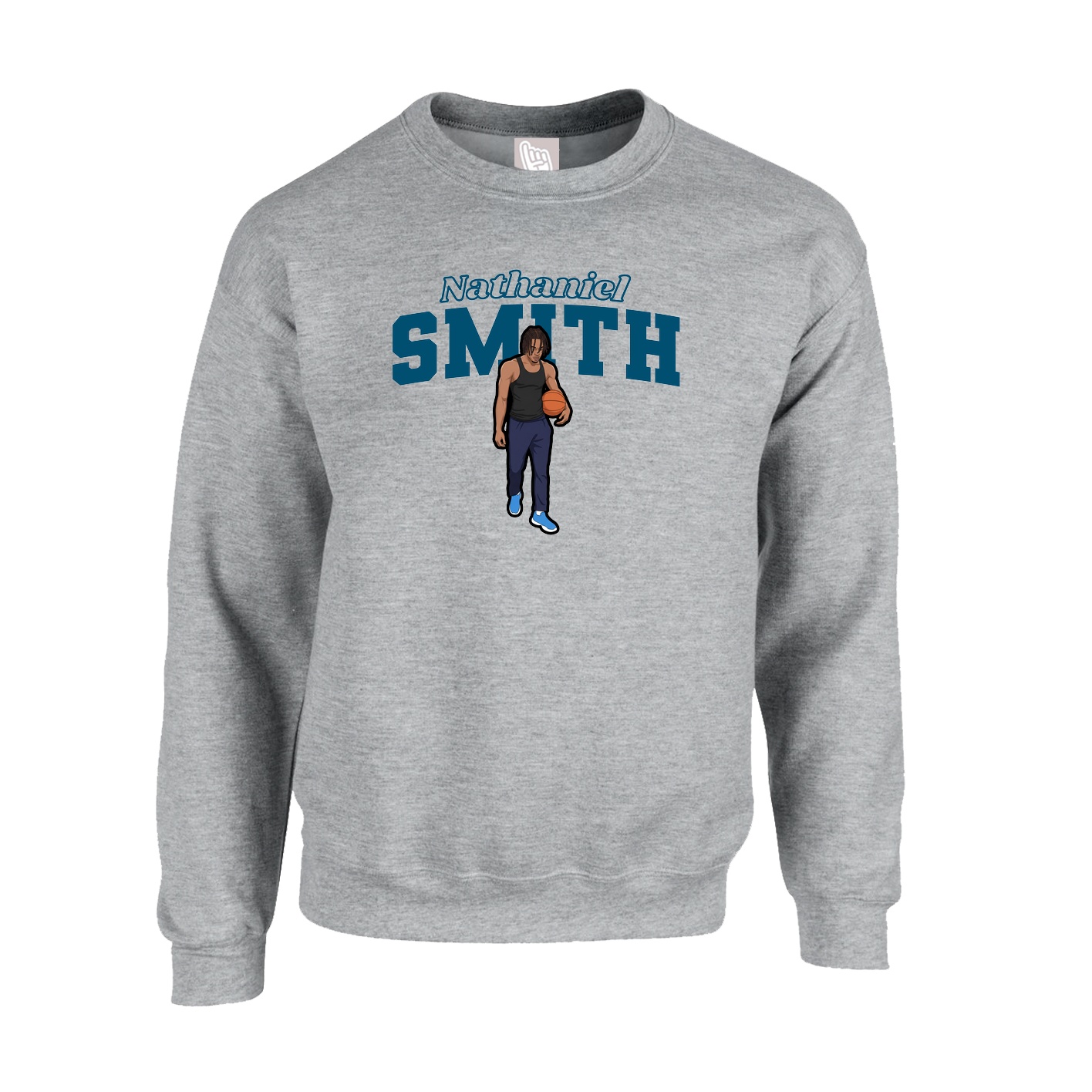Fleece Crew — Name Arch in Grey