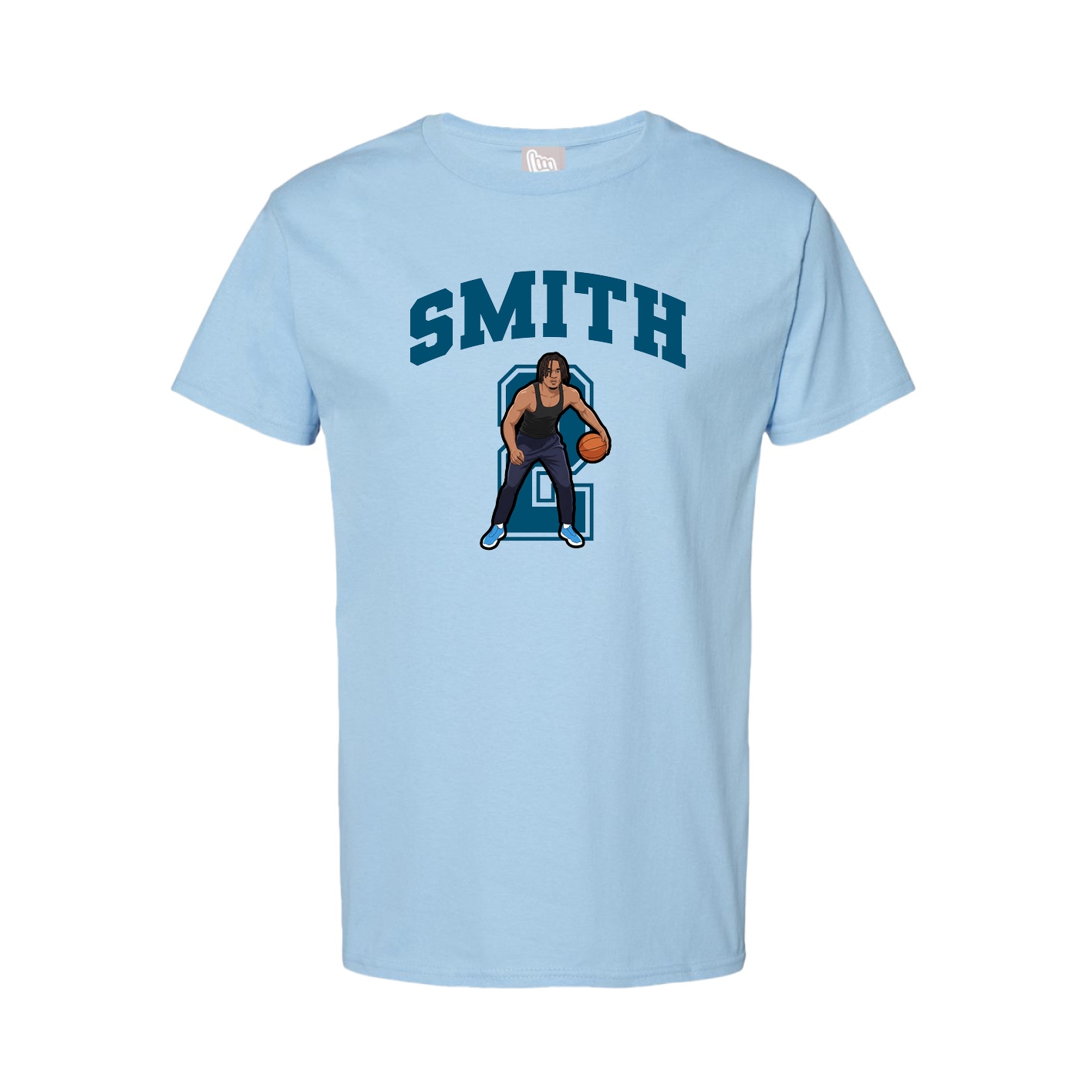 Youth Tee — Number in Light Blue